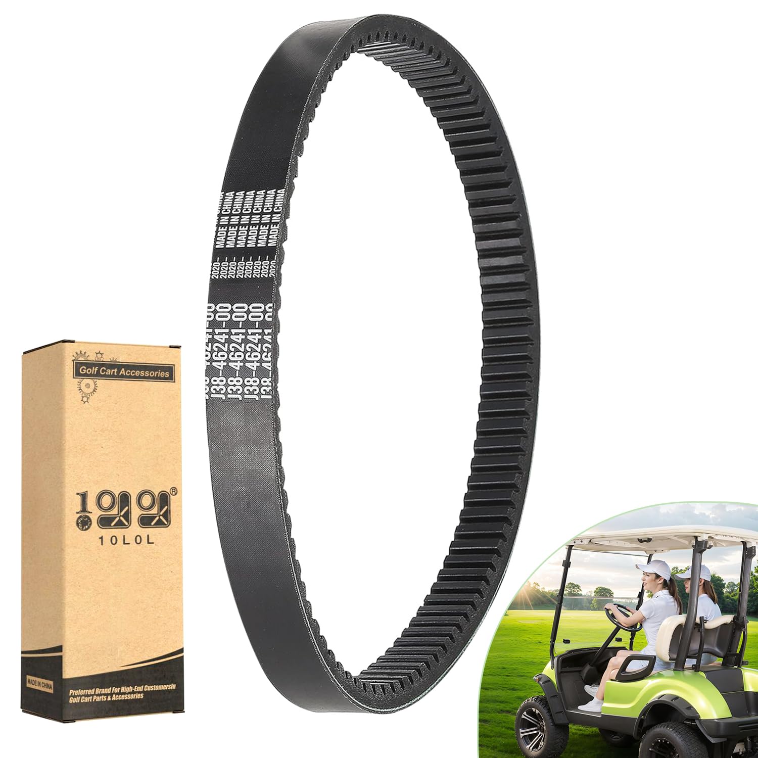 10L0L Clutch Drive Belt For Yamaha G2 G5 G8 G9 G11 G14 G16 G19 G20 G21 G22 G29/Drive 4 Cycle Gas Golf Cart, Oem J38-46241-00, J55-G6241-00-00