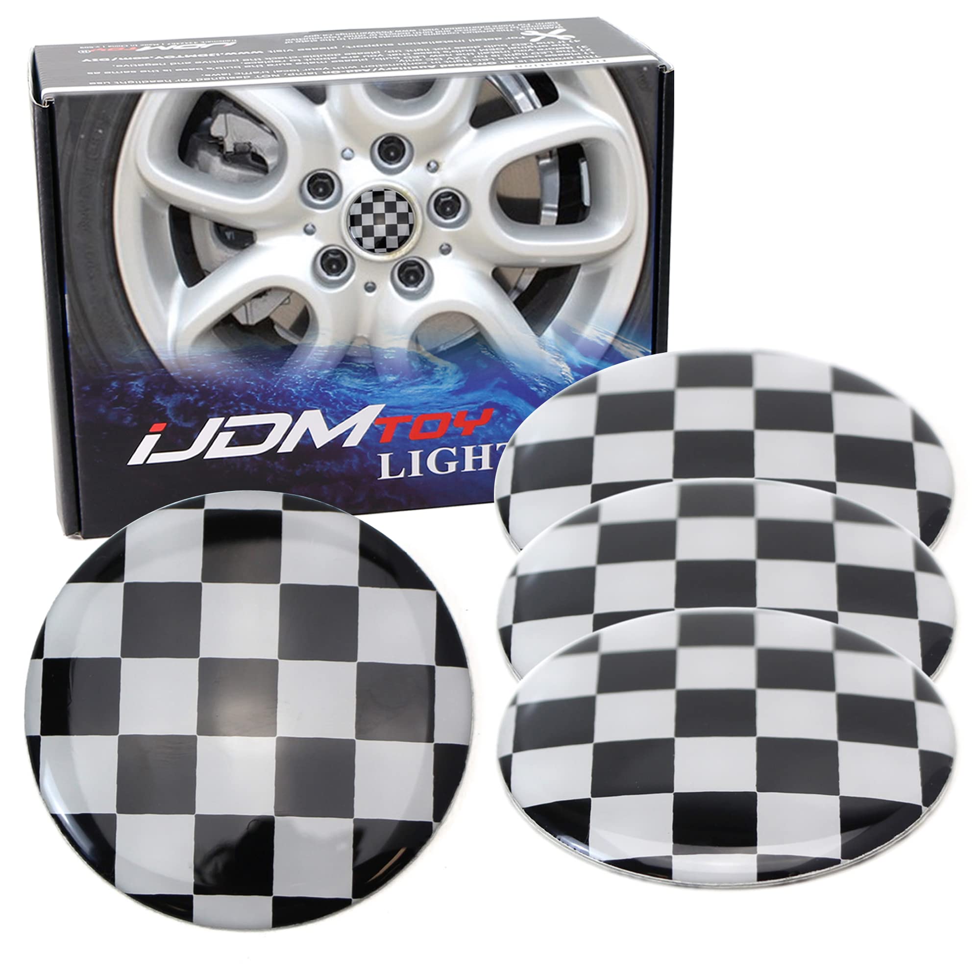 Ijdmtoy Black/White Checker Pattern Style Wheel Center Cap Covers Compatible With Mini Coopers R50 R51 R52 R53 R55 R56 R57 R58 R
