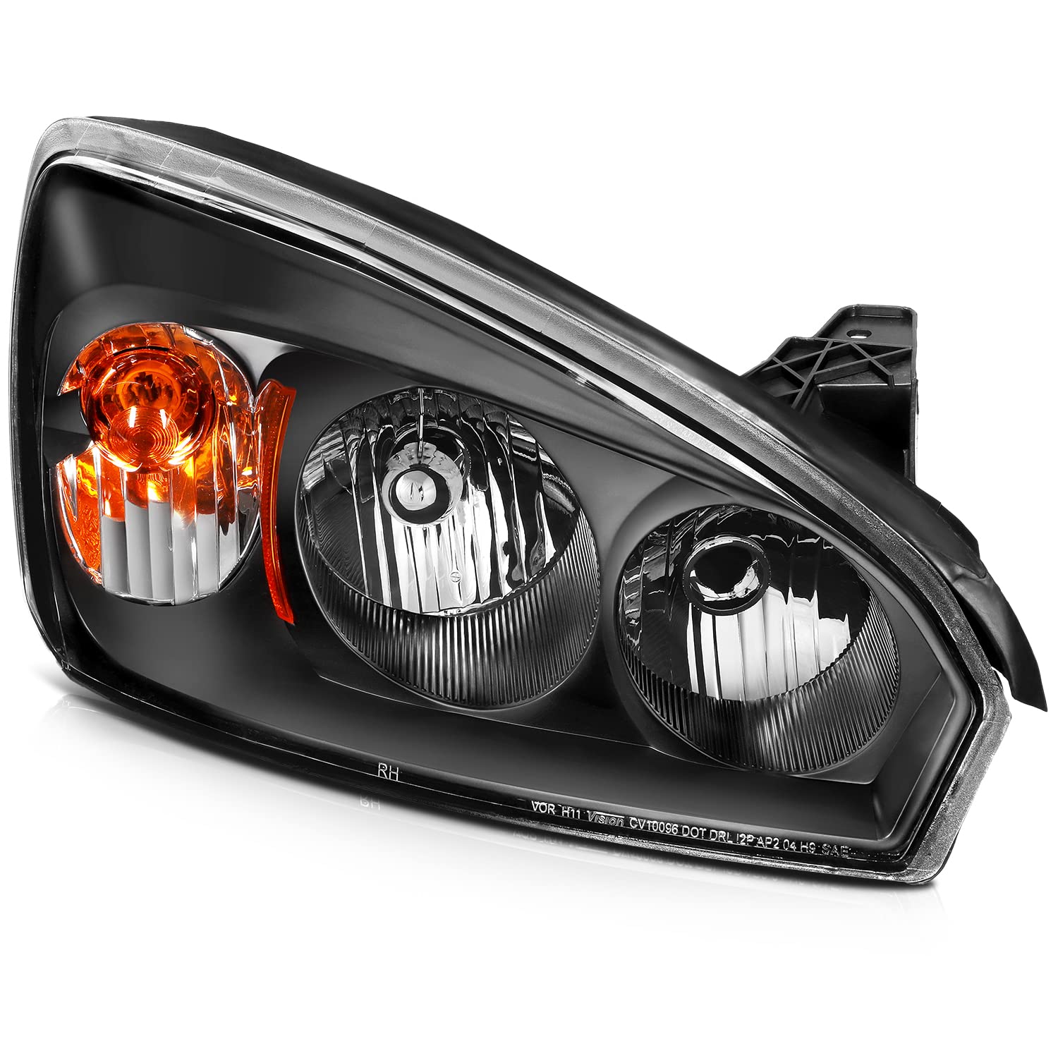 Scitoo Headlight Assembly Fits For Chevrolet For Malibu 2004-2008 Headlamp In Black Housing Amber Reflector Clear Lens
