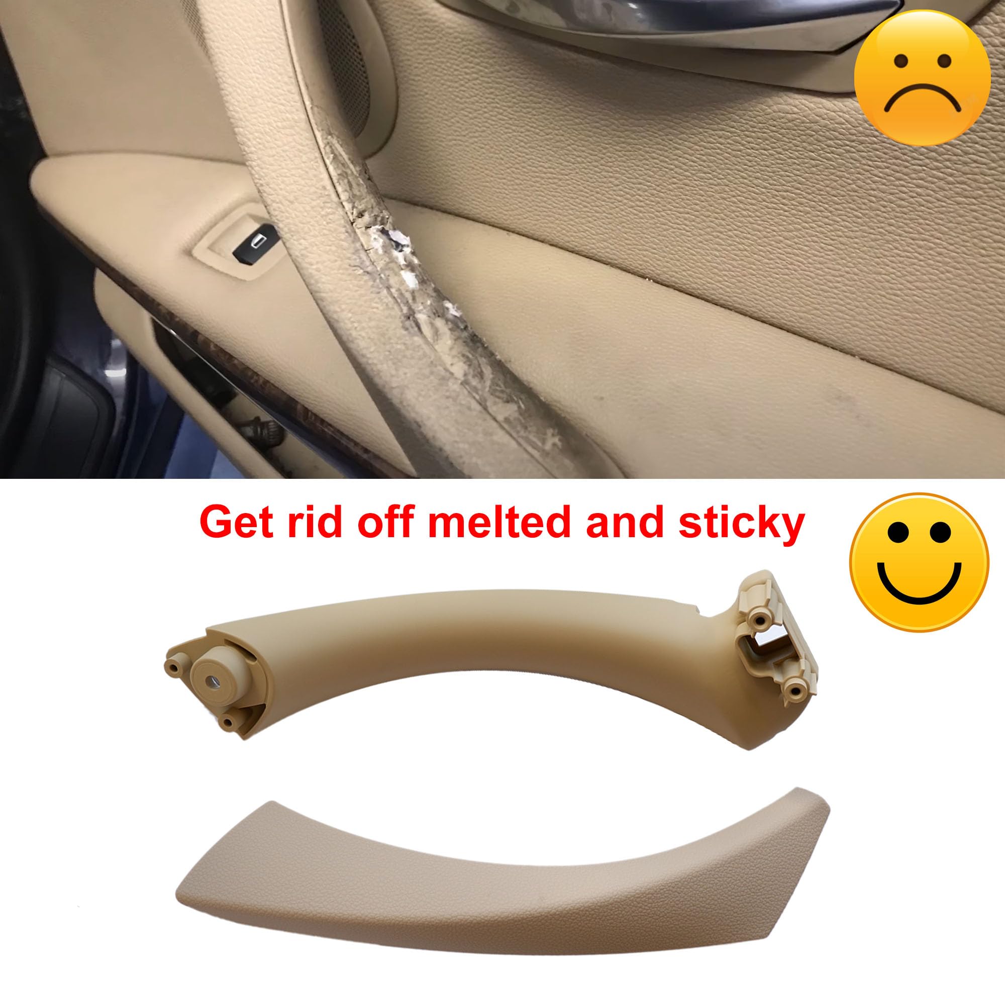 Beige Right Front Side Inner Door Panel Handle And Door Pull Outer Trim Cover Pull Strap Replacement For Bmw E90 E91 3 Series 32