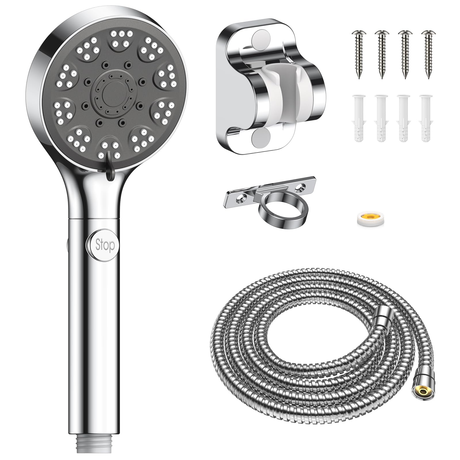 Fasdunt Rv Shower Head With Hose, High Pressure Handheld Shower Head With On Off Switch, 7 Mode Shower Head For Rv/Campers, Trav