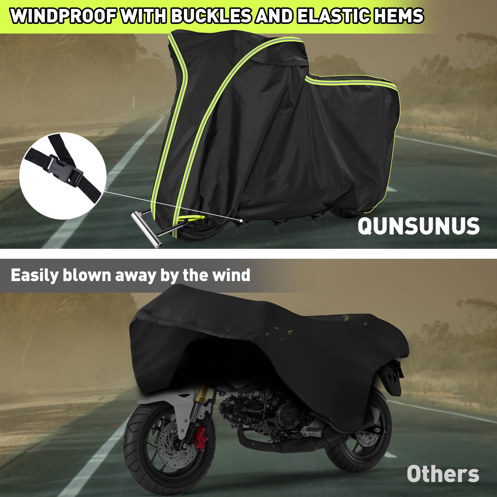 Qunsunus Motorcycle Cover For Grom Msx125/Navi/Monkey, All-Weather Motorcycle Cover With Vent Holes And Lock Holes, Waterproof O