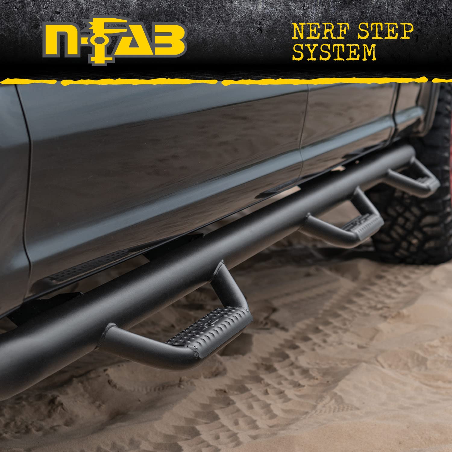 N-Fab Nerf Steps For Ford F-250/F-350 | Wheel-To-Wheel W/ Bed Access, Heavy Duty Steel, Gloss Back | F17105Cc-6 | Fits 2017-2024