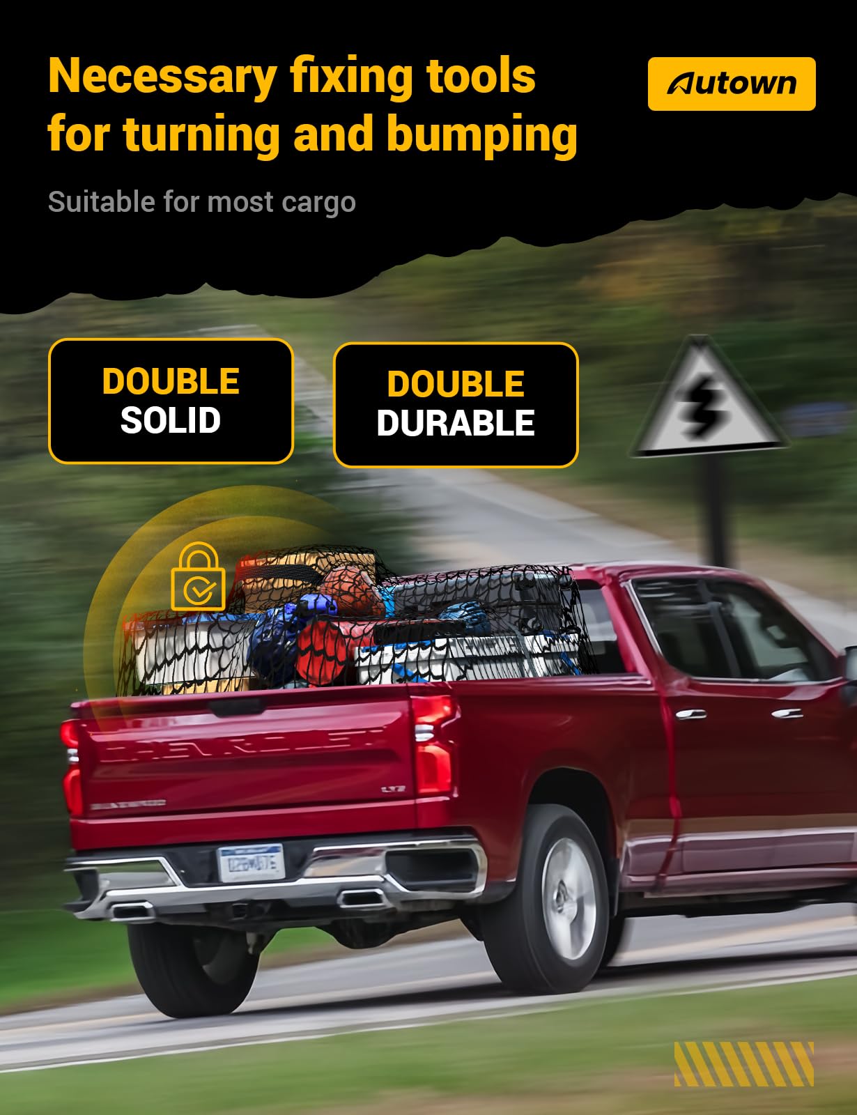 Autown Cargo Net For Pickup Truck Bed - Stretchable 4'X4' To 7'X7', High Elastic Fine Mesh 1''X1'' With 8 Metal Carabiners - Ide