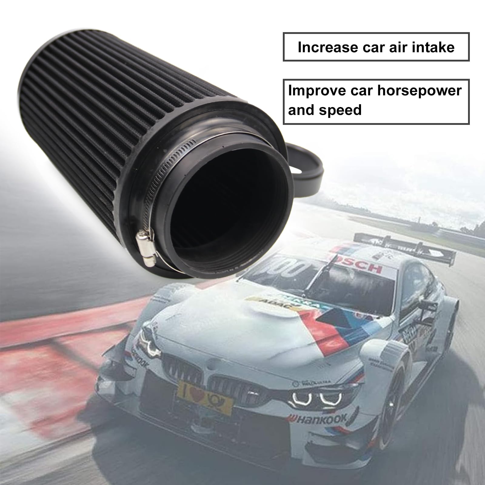 RYANSTAR Universal Clamp-On Air Filter Three Different Size 76MM 89MM 102MM High Flow Round Tapered Cone Closed-Top Cool Air Fil