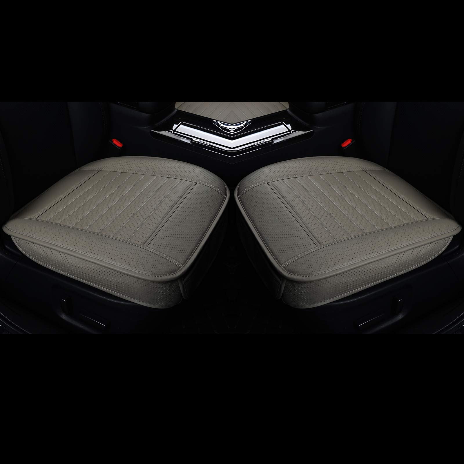 Edealyn (2Pcs Pu Leather Seat Covers Auto Seat Protector Car Seat Covers For Front Seat With Side Flaps,(Deep20 Inch × Width20 Inch × Thick 0.4 Inch) (Gray-2 Pcs)