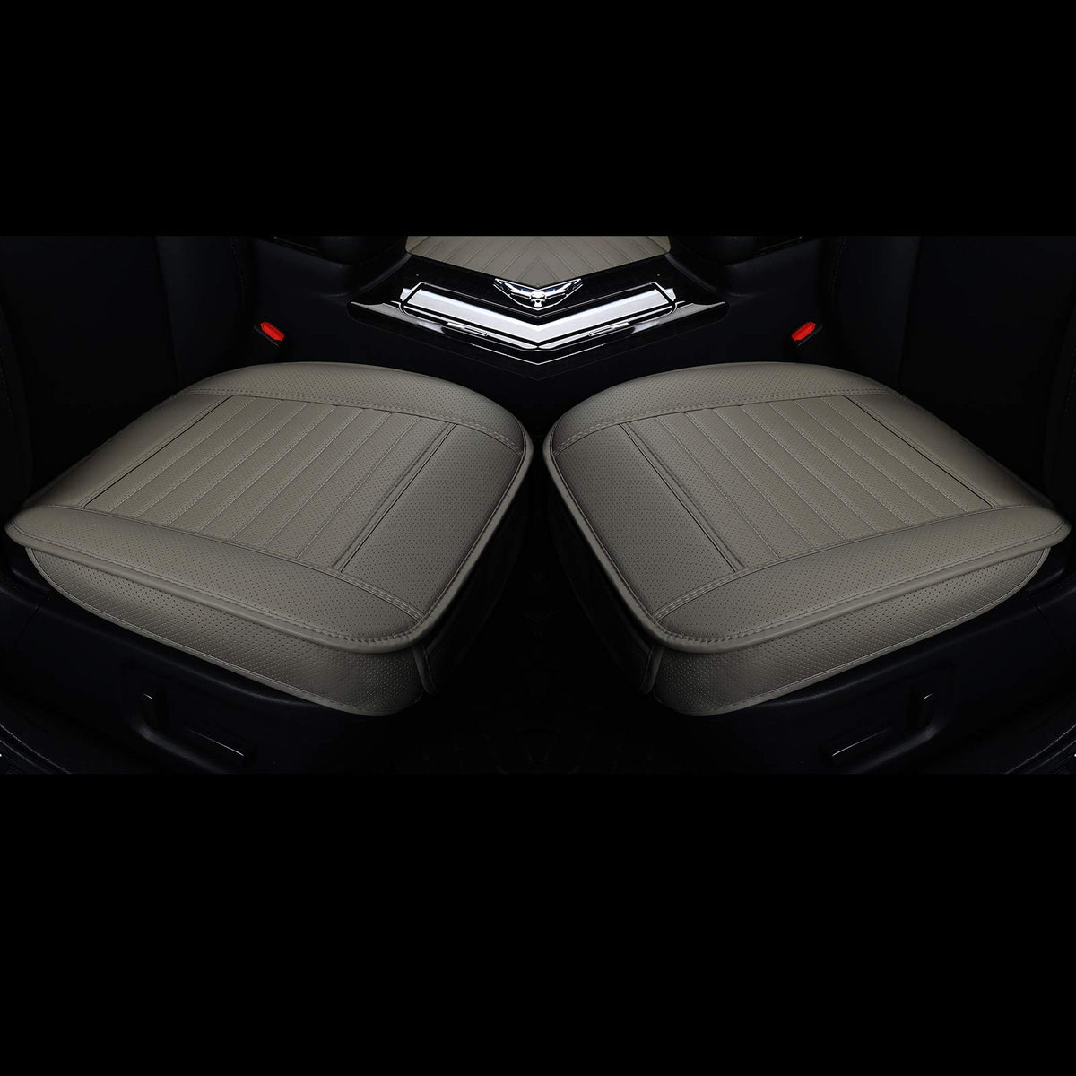 Edealyn (2Pcs Pu Leather Seat Covers Auto Seat Protector Car Seat Covers For Front Seat With Side Flaps,(Deep20 Inch × Width20 Inch × Thick 0.4 Inch) (Gray-2 Pcs)