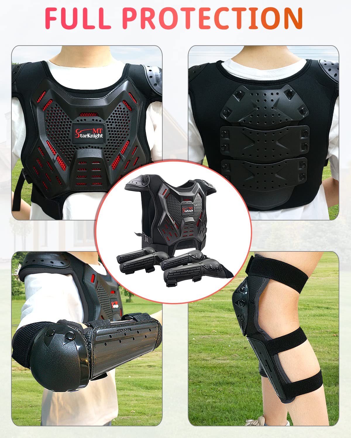 Starknightmt Kids Dirt Bike Gear - Youth Motorcycle Riding Protective Gear Atv Chest Protector Motocross Armor Suit For Boys Gir
