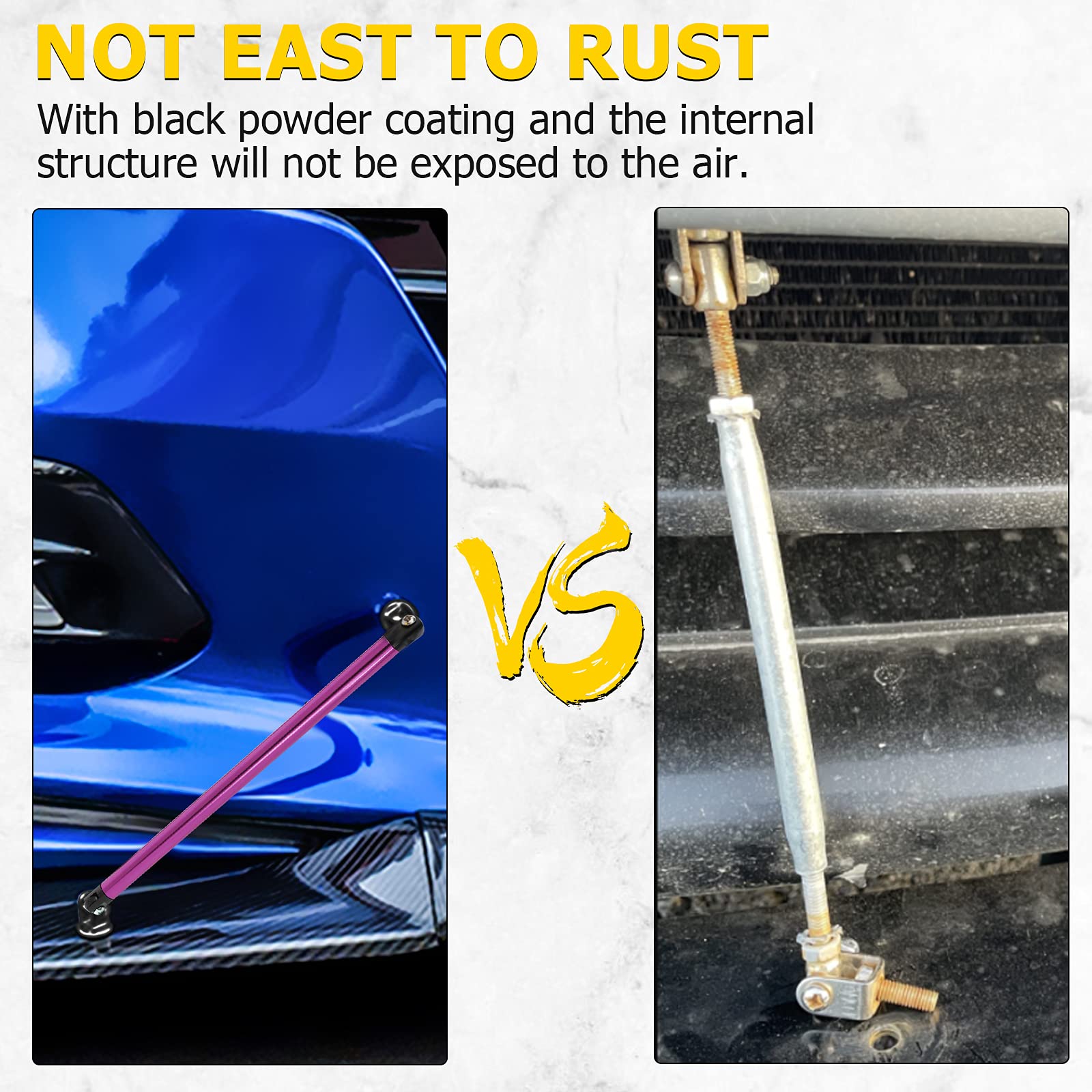 Splitter Strut Rods, Auxmart 200Mm Lip Splitter Support Rod Diffuser Strut Rod Tie Support Bars 200Mm Fit Most Vehicles, Pack Of 2, Purple