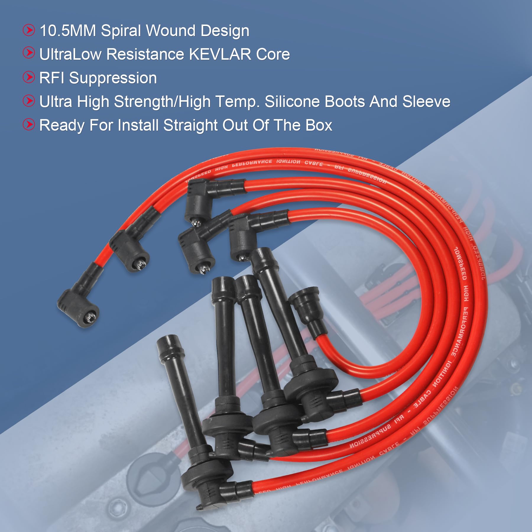 Jdmspeed New Spark Plug Wire Set Replacement For Honda Civic Del Sol Eg Ek Ej D15 D16 Spiral Core 92-00