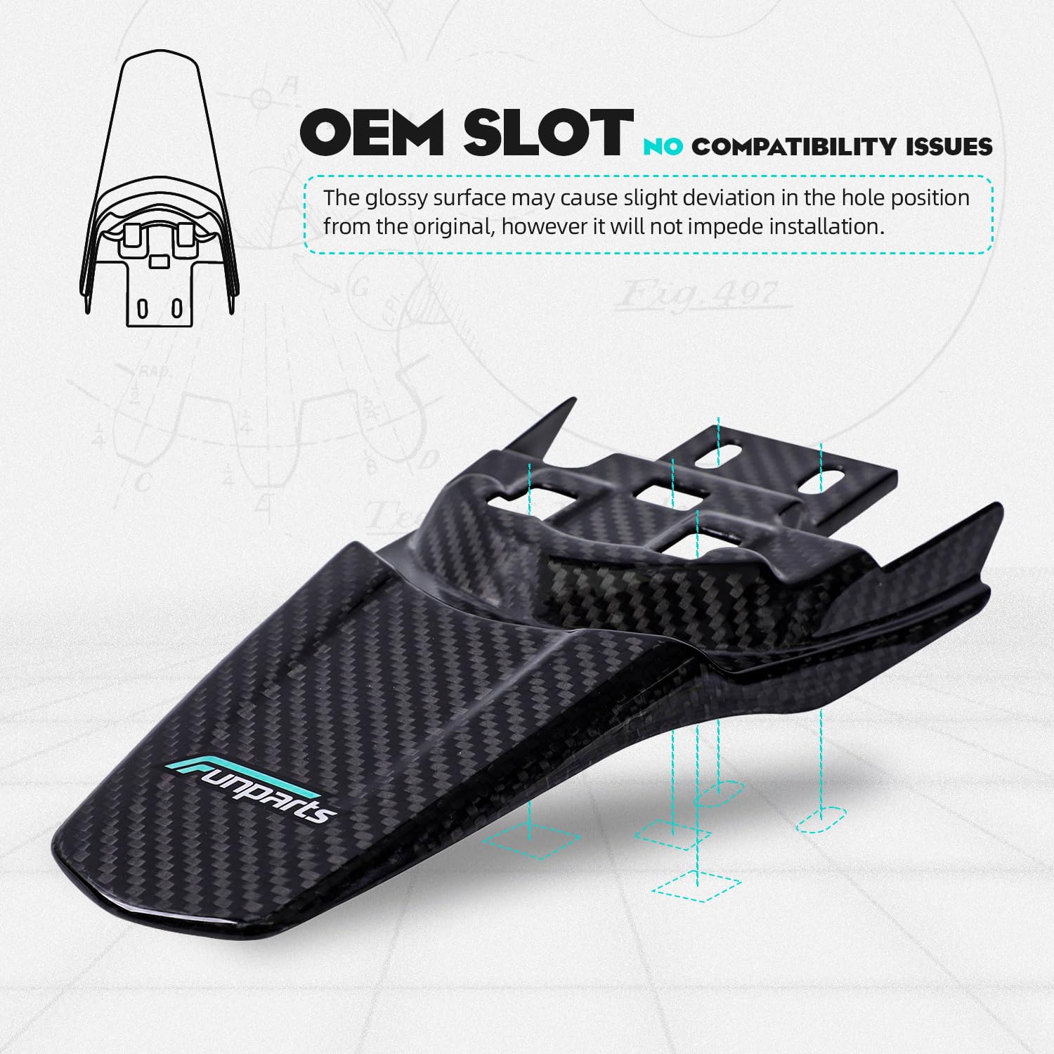 Funparts Sur Ron Rear Fender,Carbon Fiber Motorcycle Fender Mud Guard for Surron Sur Ron Light Bee X/S Segway X260 X160 Electric