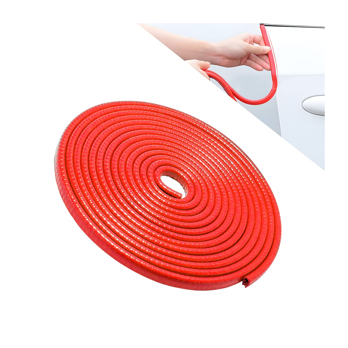 Car Door Edge Guards, 10Ft U Shape Rubber Seal Car Edge Trim, Automotive Door Protector No Glue Required, Car Door Edge Protection Accessories Universal For Most Cars, Car Accessories (Red/10Ft)