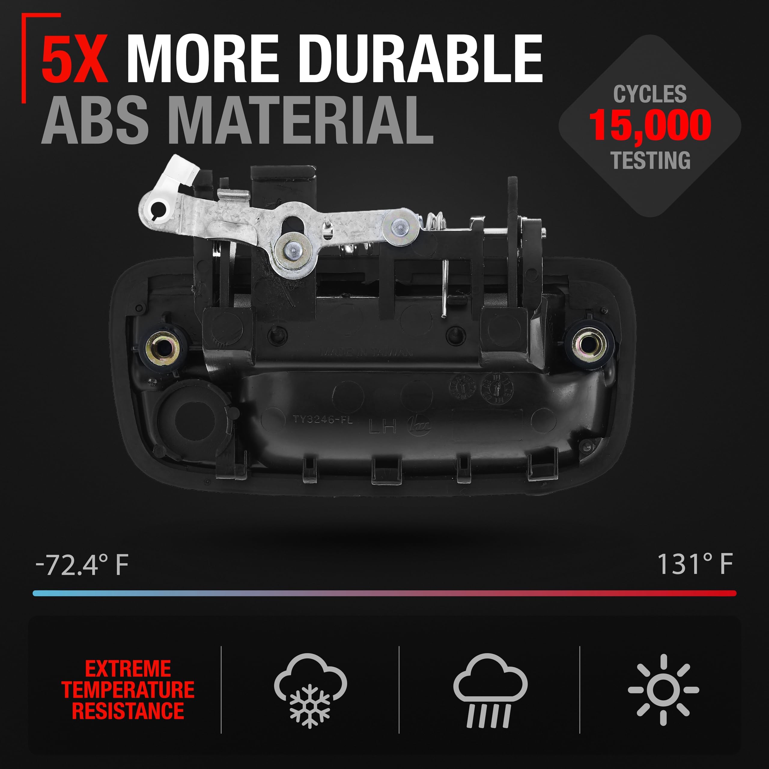 TRUBUILT1 AUTOMOTIVE Driver Door Handle Replacement for 1995-2004 Toyota Tacoma - Smooth Black Plastic - OEM 69220-35020