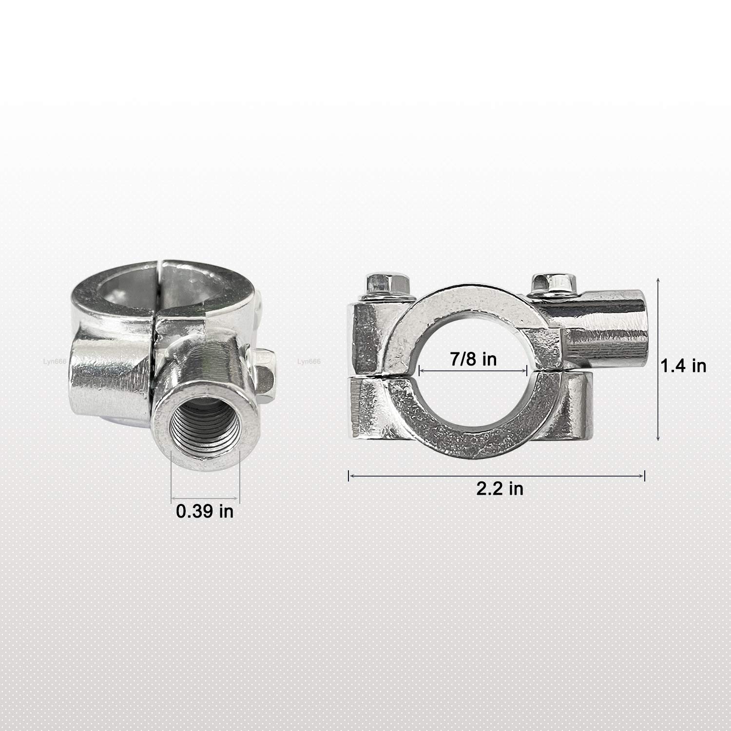 Motorcycle 7/8'' Handlebar Mirror Mount Holder Clamp Adaptor 10Mm Thread For Motorcycles Atv Scooter Silver(Pack Of 2)