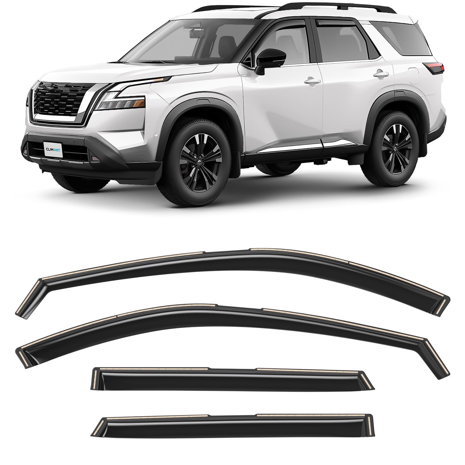 Clim Art In-Channel Incredibly Durable Rain Guards For Nissan Pathfinder 2022-2025, Original Window Deflectors, Vent Window Viso