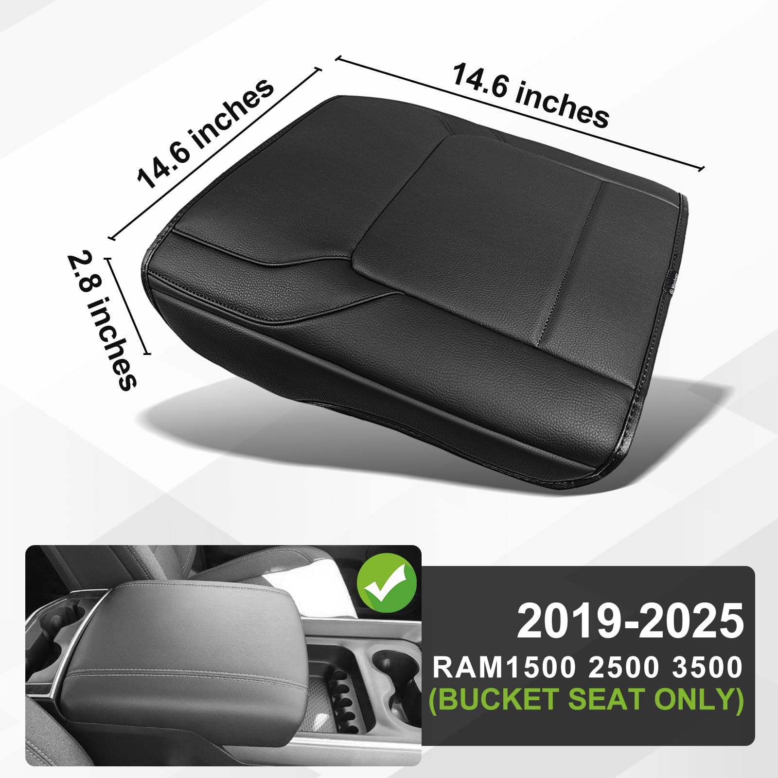Muslogy Center Console Armrest Cover Compatible With Dodge Ram1500 2500 3500 2019-2025 Comfort Armrest Pad Arm Rest Cushion Vega