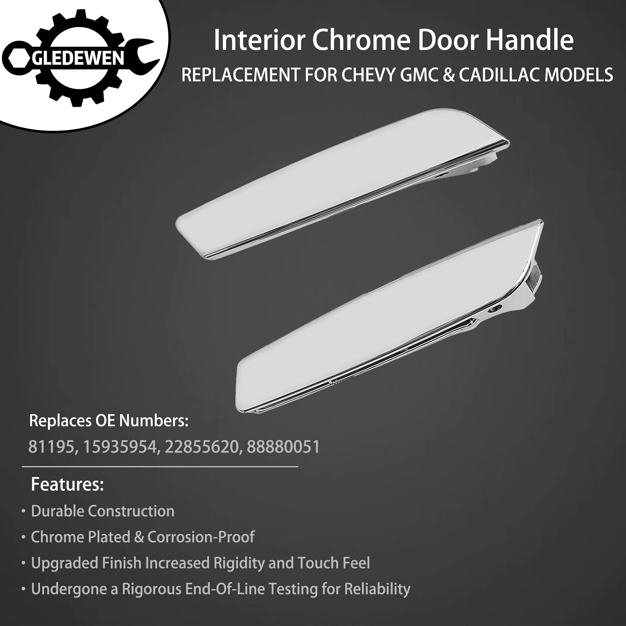 Interior Door Handle Set, Compatible With 2007-2014 Chevy Silverado Tahoe Avalanche Cadillac Escalade Gmc Yukon, Chrome Front In