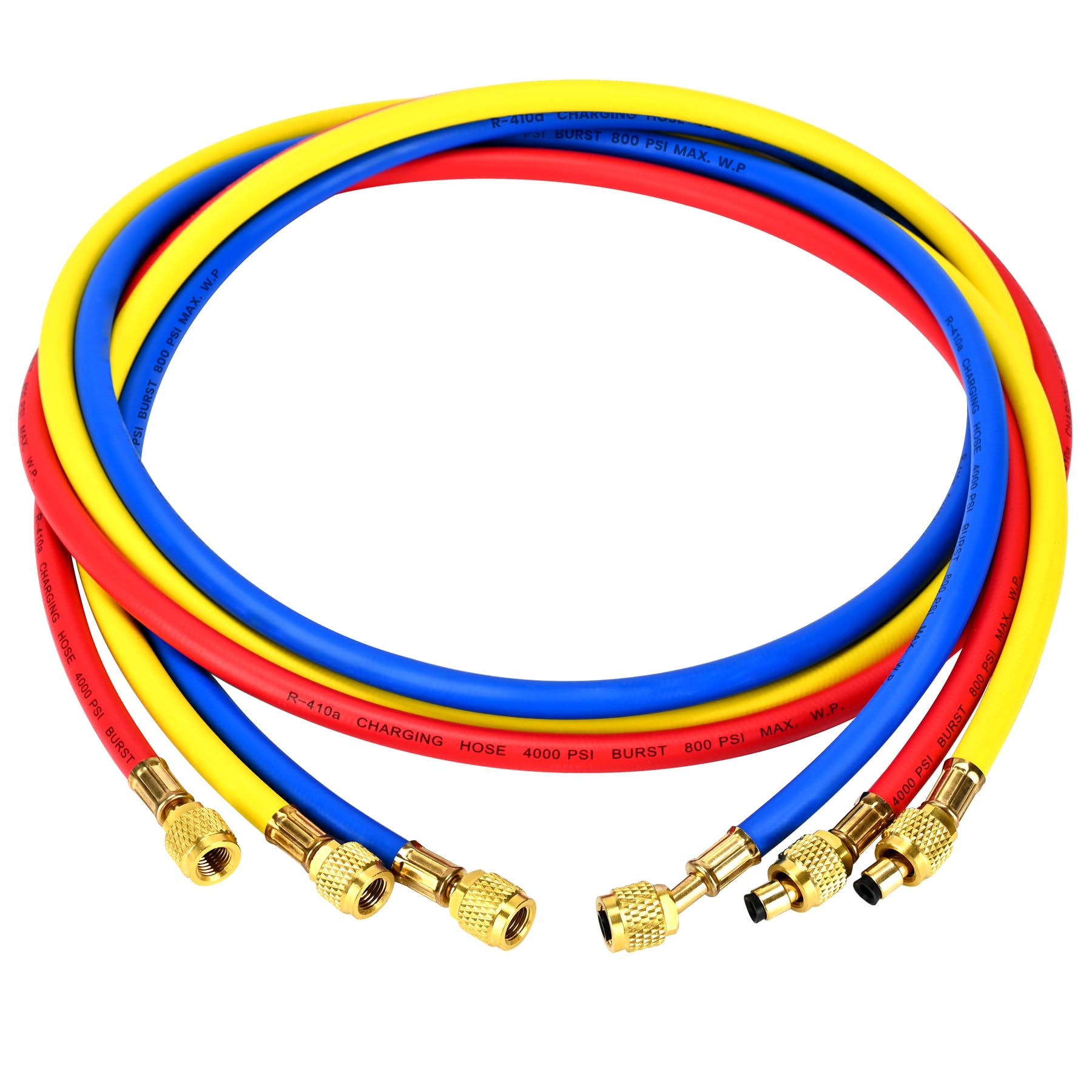 2025 Upgrade 21985 Plus II 1/4 Refrigerant Charging Hose, 60    (5FT), Standard 1/4 Flare Fittings, for R410A, R134A, R22 an