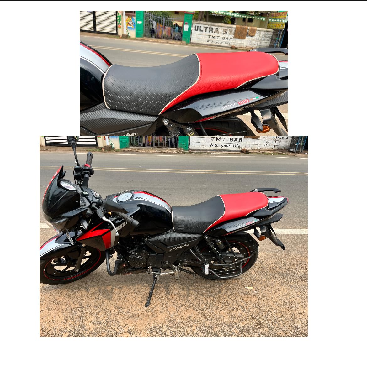 TVS Apache SEAT Cover (Half Black & RED Color