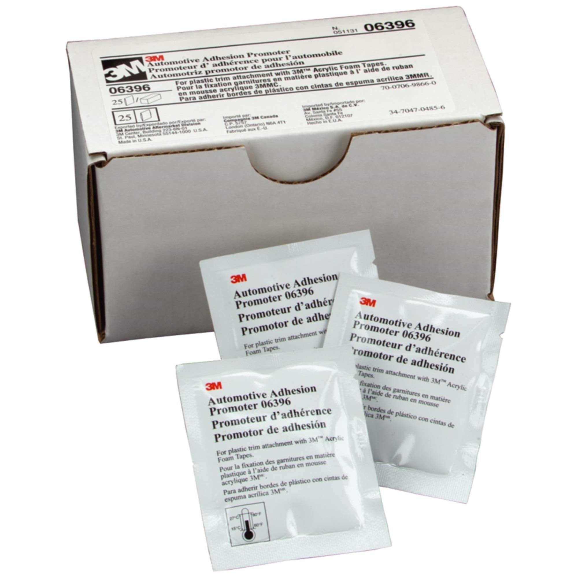 3M(Tm) Automotive Adhesion Promoter, Sponge Applicator Packet 06396, 2.5 Cc, 25 Packs Per Box, 4 Boxes Per Case