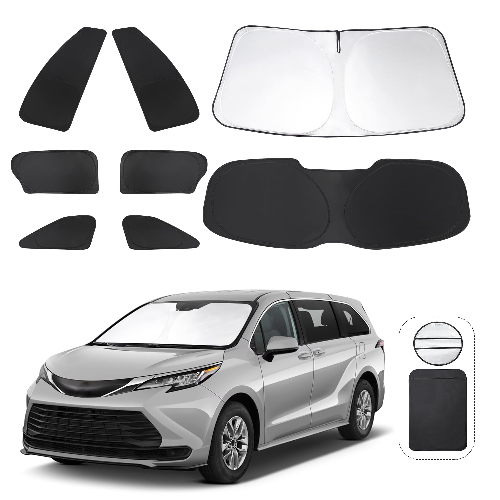 TINGLU Window Shades for Toyota Sienna 2021-2025 Accessorie Car Side Full Windows Rear Triangular Windshield Sun Shade Sun UV Ra