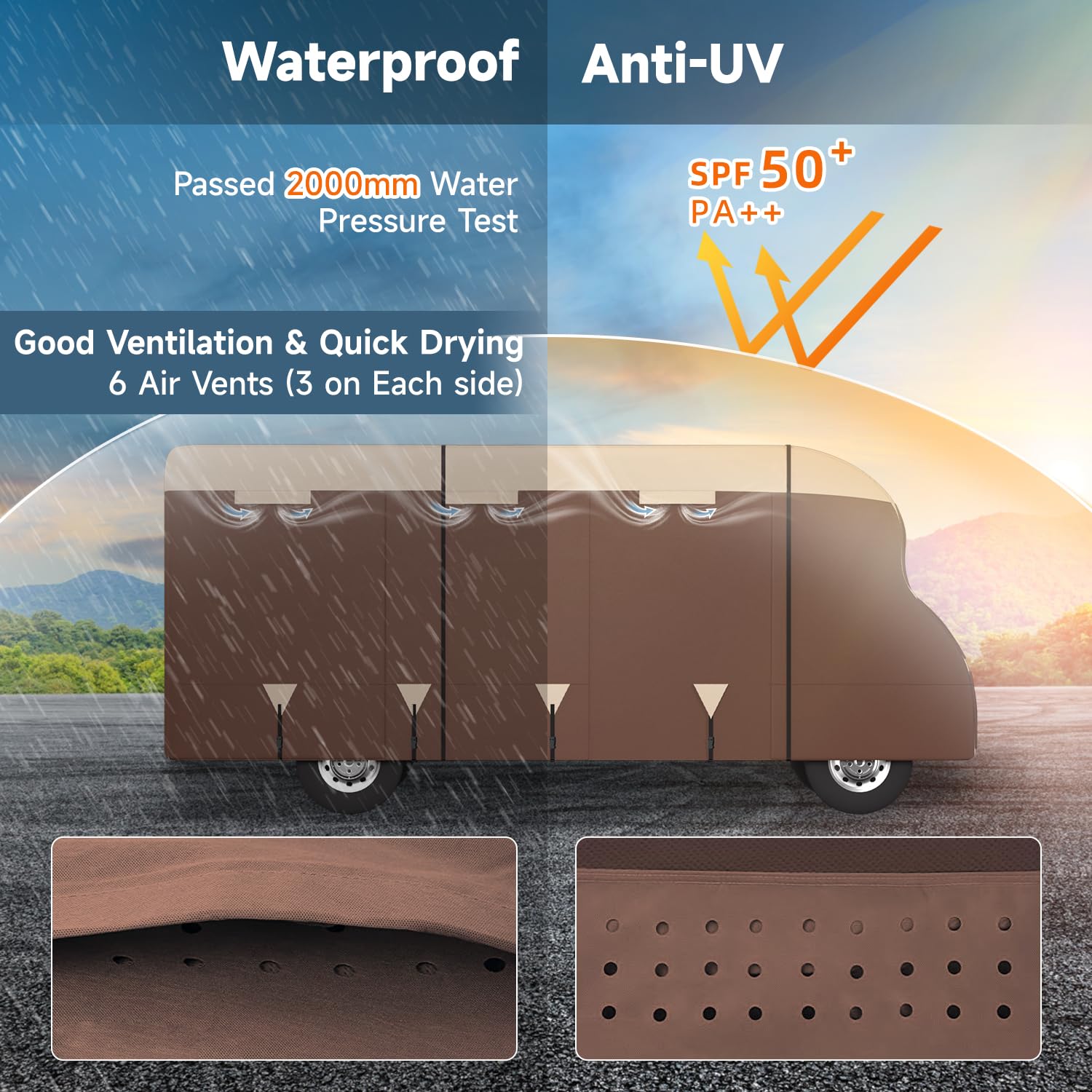 Vinpatio Class C Rv Cover 600D Oxford Fabric, Fits 26'-29' Rv, Heavy Duty Windproof Waterproof Anti-Uv Class C Motorhome Cover W