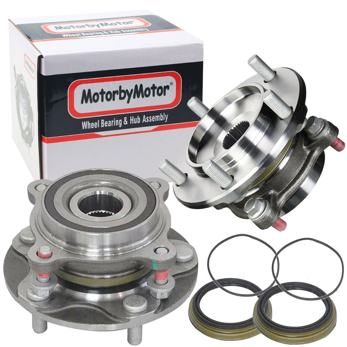 Motorbymotor 950-002 Front Wheel Bearing Hub Assembly 4Wd With 5 Lugs Fits For 2008-2018 Toyota Sequoia, 2005-2018 Toyota Tundra Wheel Hub Bearing Assembly (4X4)-2Pc Set