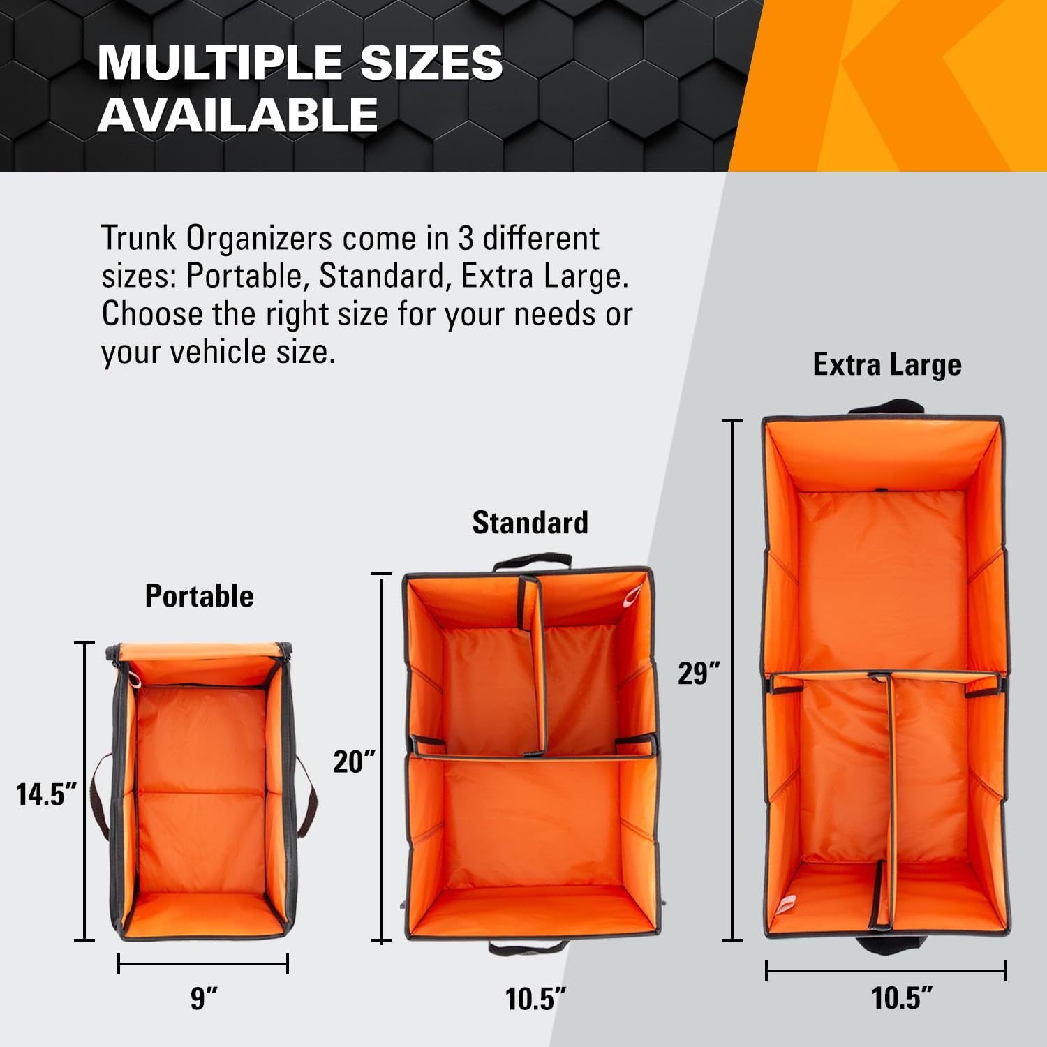 KEEPER Extra Large Car Trunk Organizer, 70L, Multi-Compartment Collapsible Car Organizers and Storage, Non-Slip Bottom, Suitable