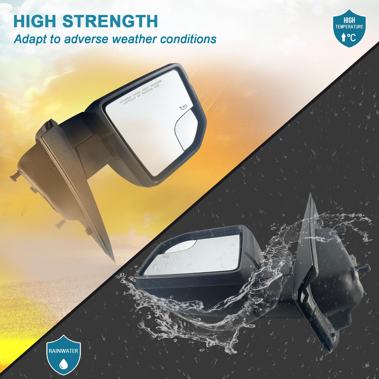 Lqito Left Driver Side Door Mirror with Blind Spot Glass Assembly Fits 2015-2020 Ford F150 With Turn Signal Light Power Heated (