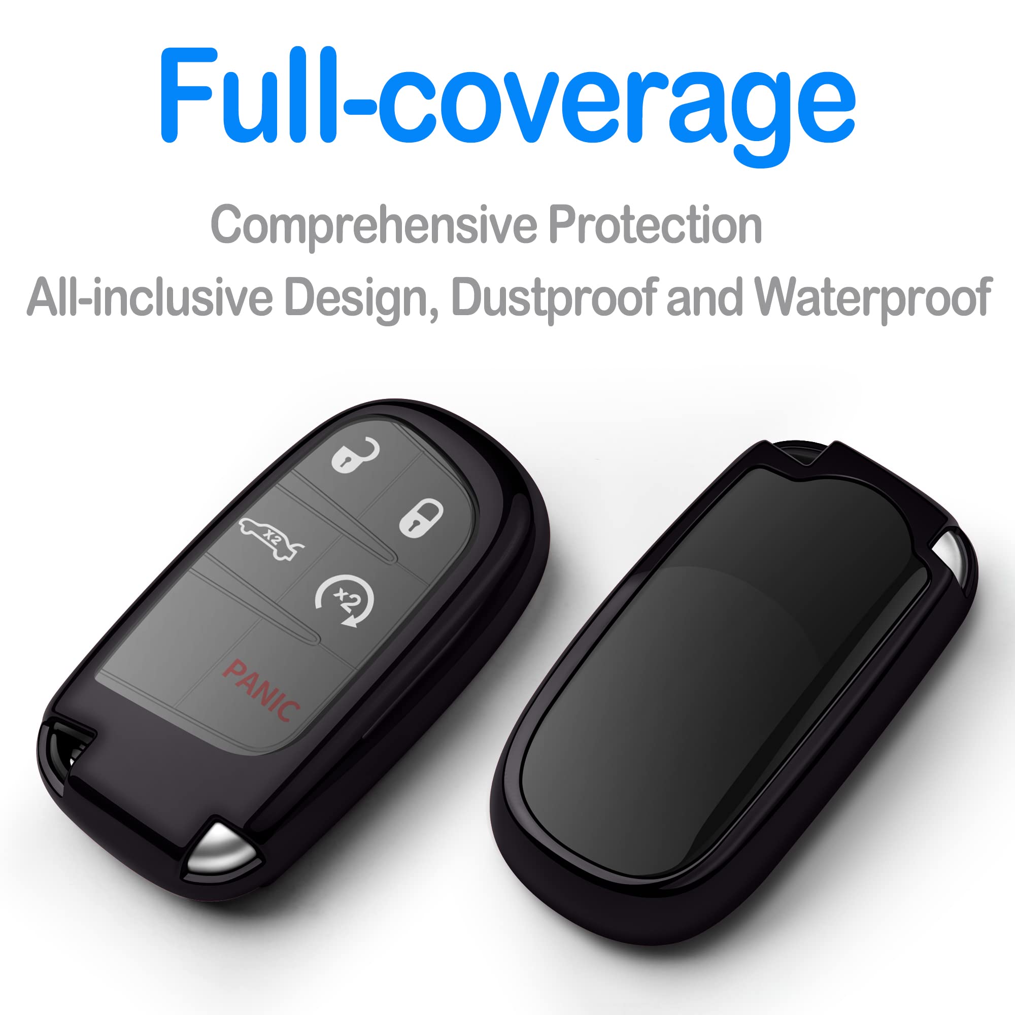 Compatible With Jeep Key Fob Cover With Leather Keychain Soft Tpu Protection Key Case For Grand Cherokee Renegade Chrysler 200 3