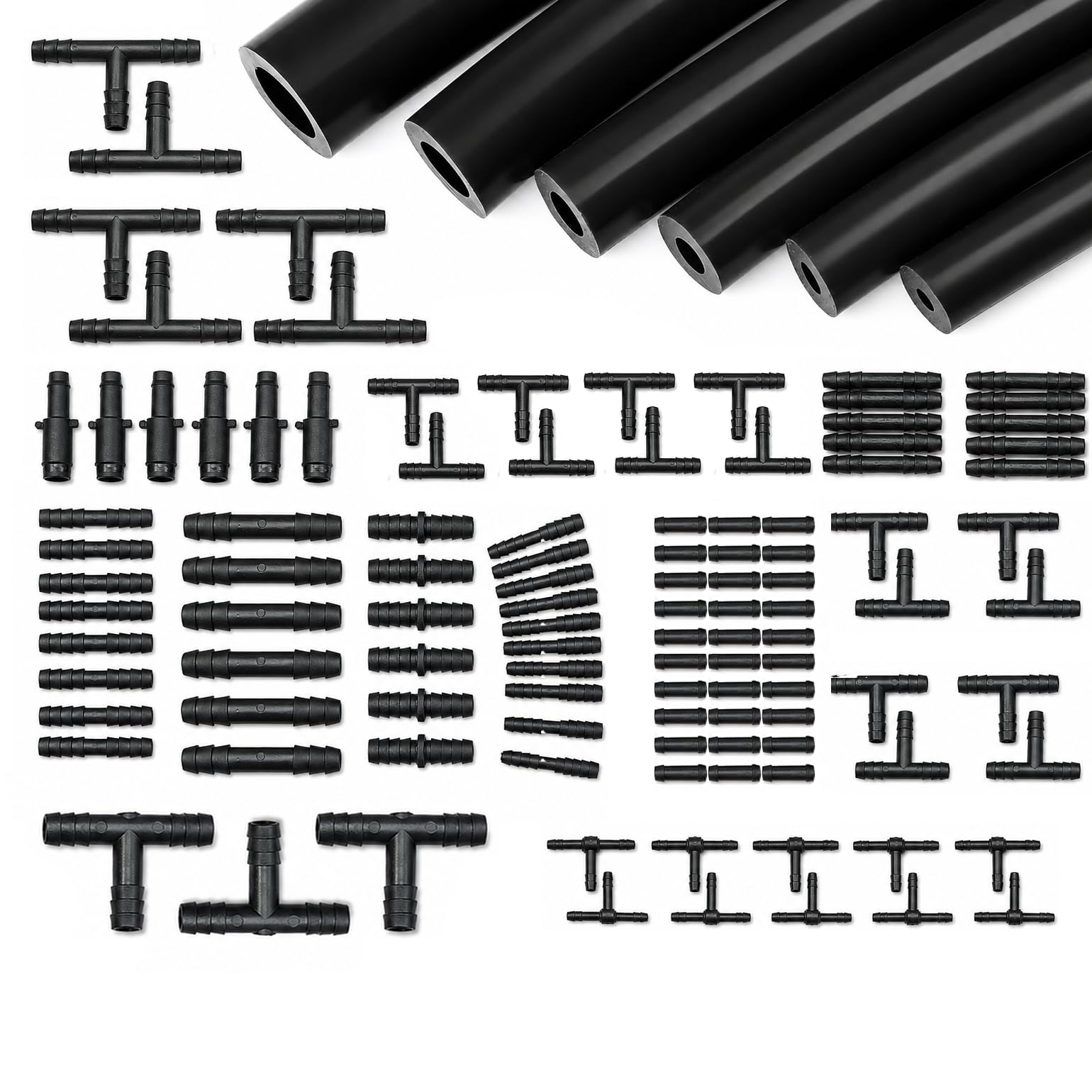 Ucreative Silicone Vacuum Hose Kit 6PCS 5FT Tubing (1/8 to 3/8) + 113PCS Nylon Connectors High Performance Automotive Replacemen
