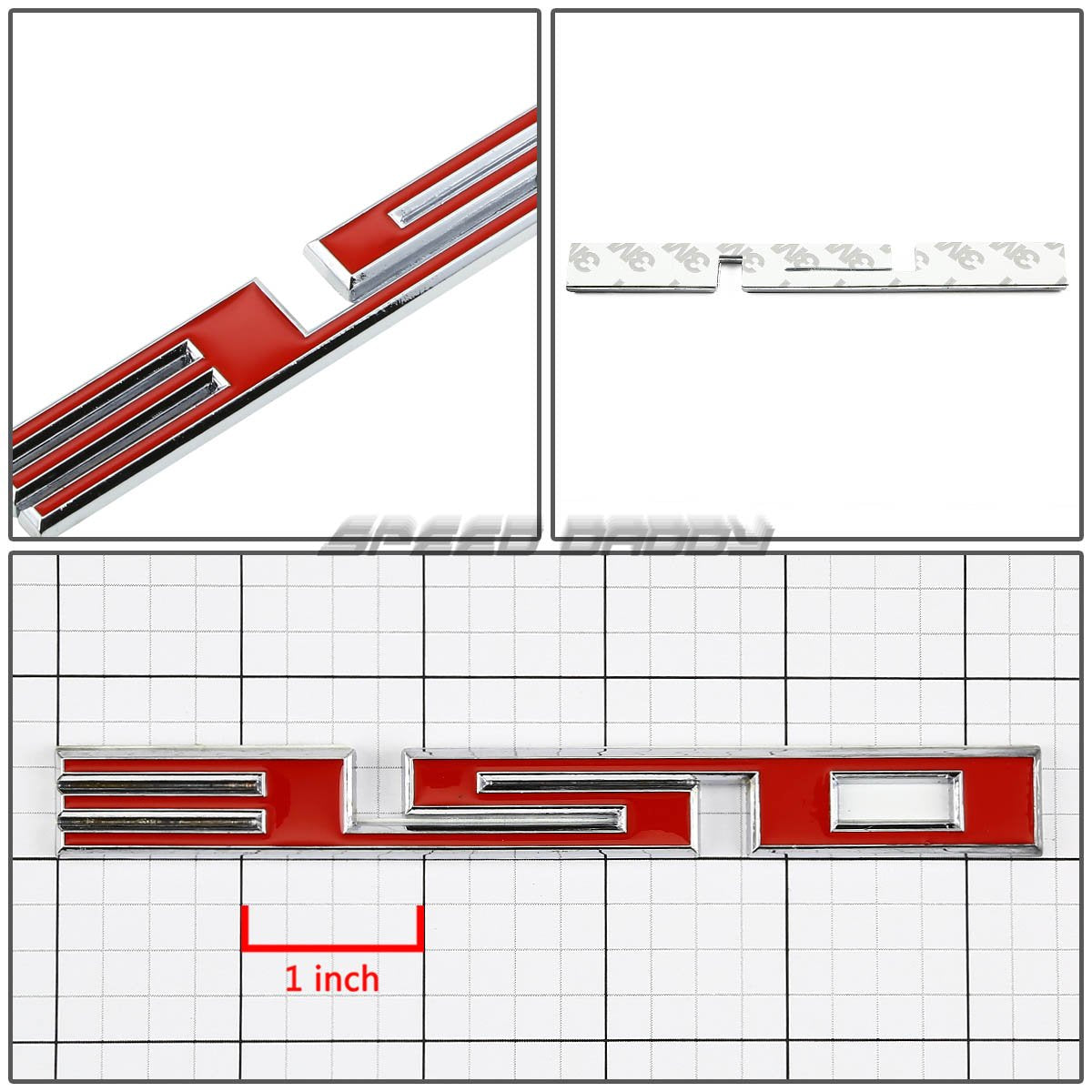 Auto Dynasty 2 x Metal Emblem Decal Logo Trim Badge 350 (Red & Silver)