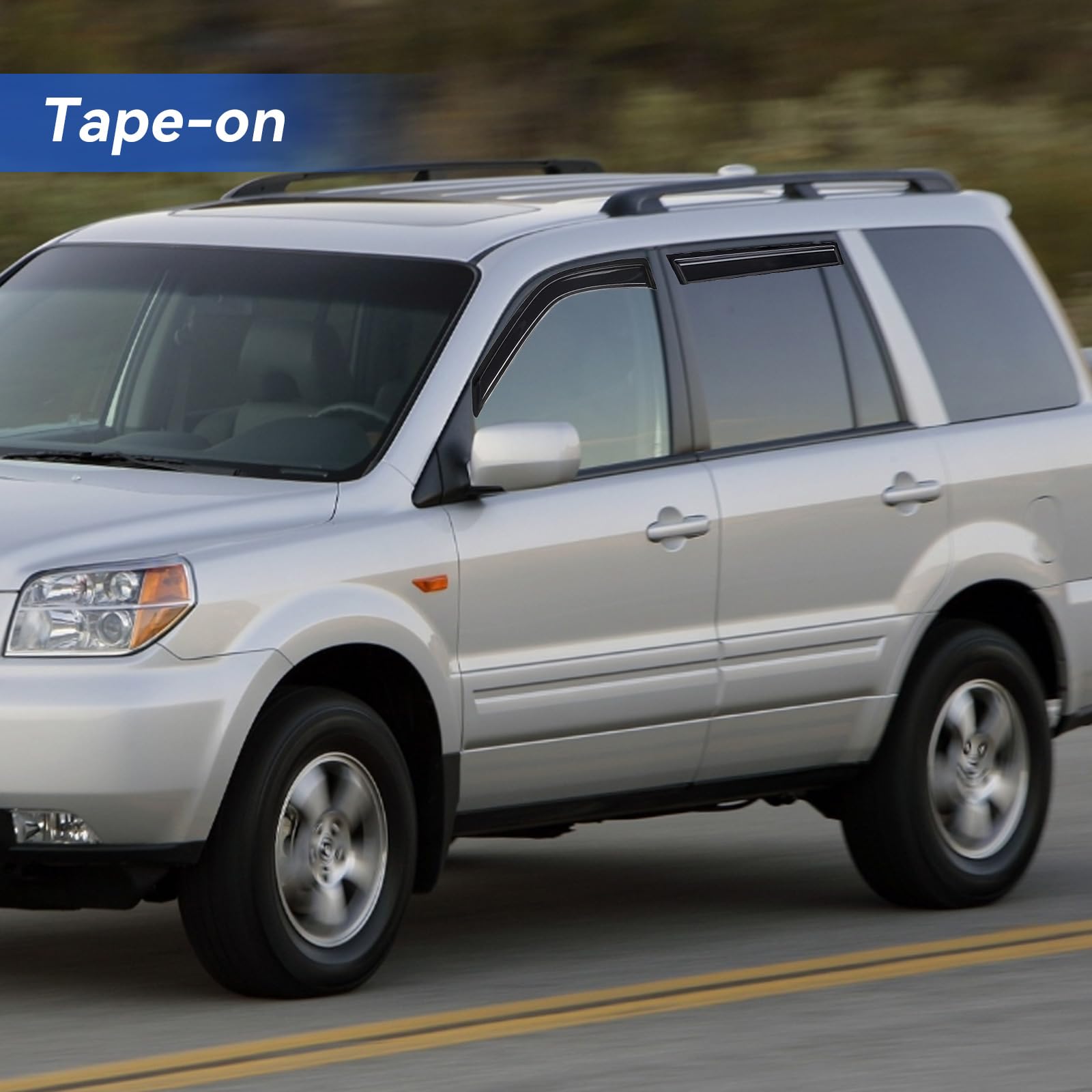 Window Visors Rain Guards Shield for 2003-2008 Honda Pilot, Out-Channel Window Vent Wind Deflectors Visors Shades for 03-08 Pilo