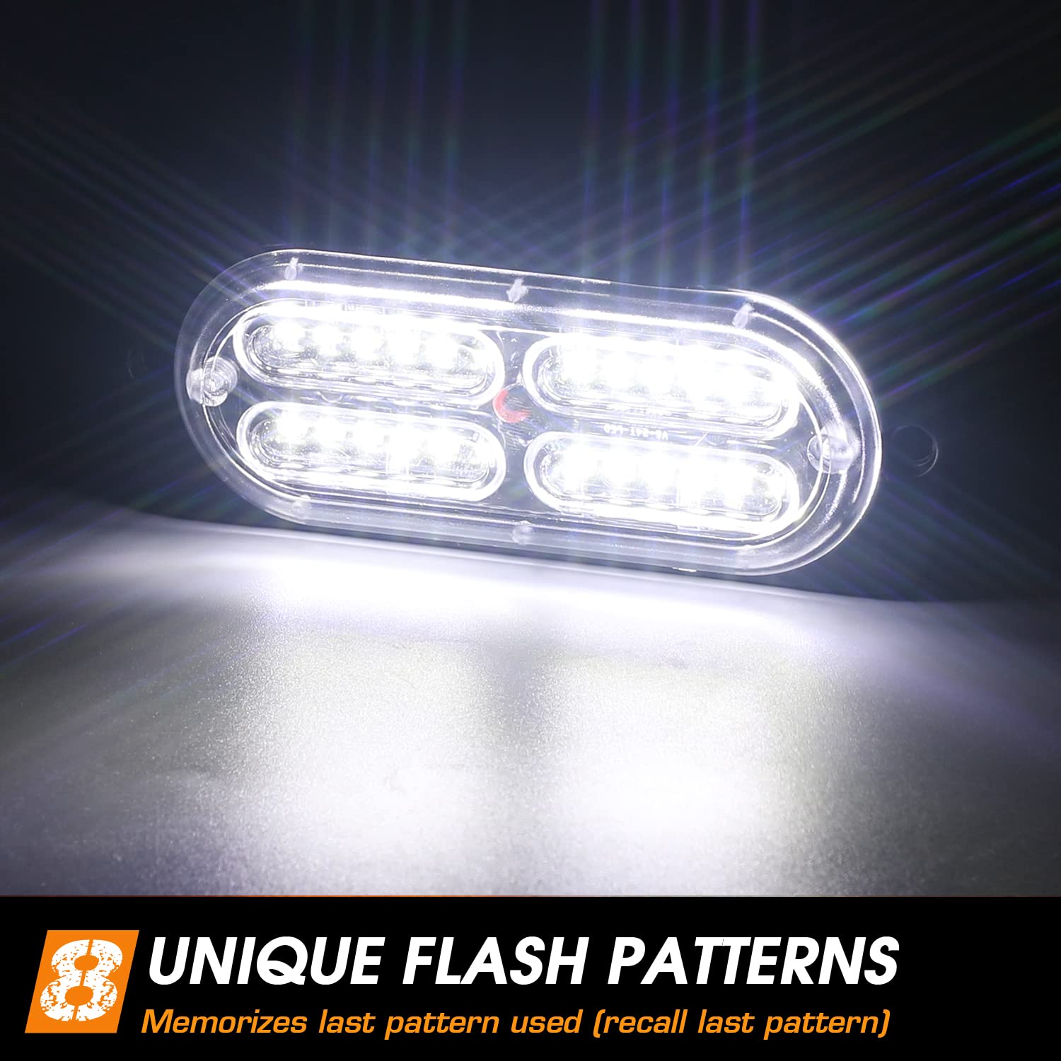 Linkitom 4Pcs Ultra Slim Sync Feature 24-Led Car Truck Surface Mount Emergency Hazard Warning Strobe Light (White)