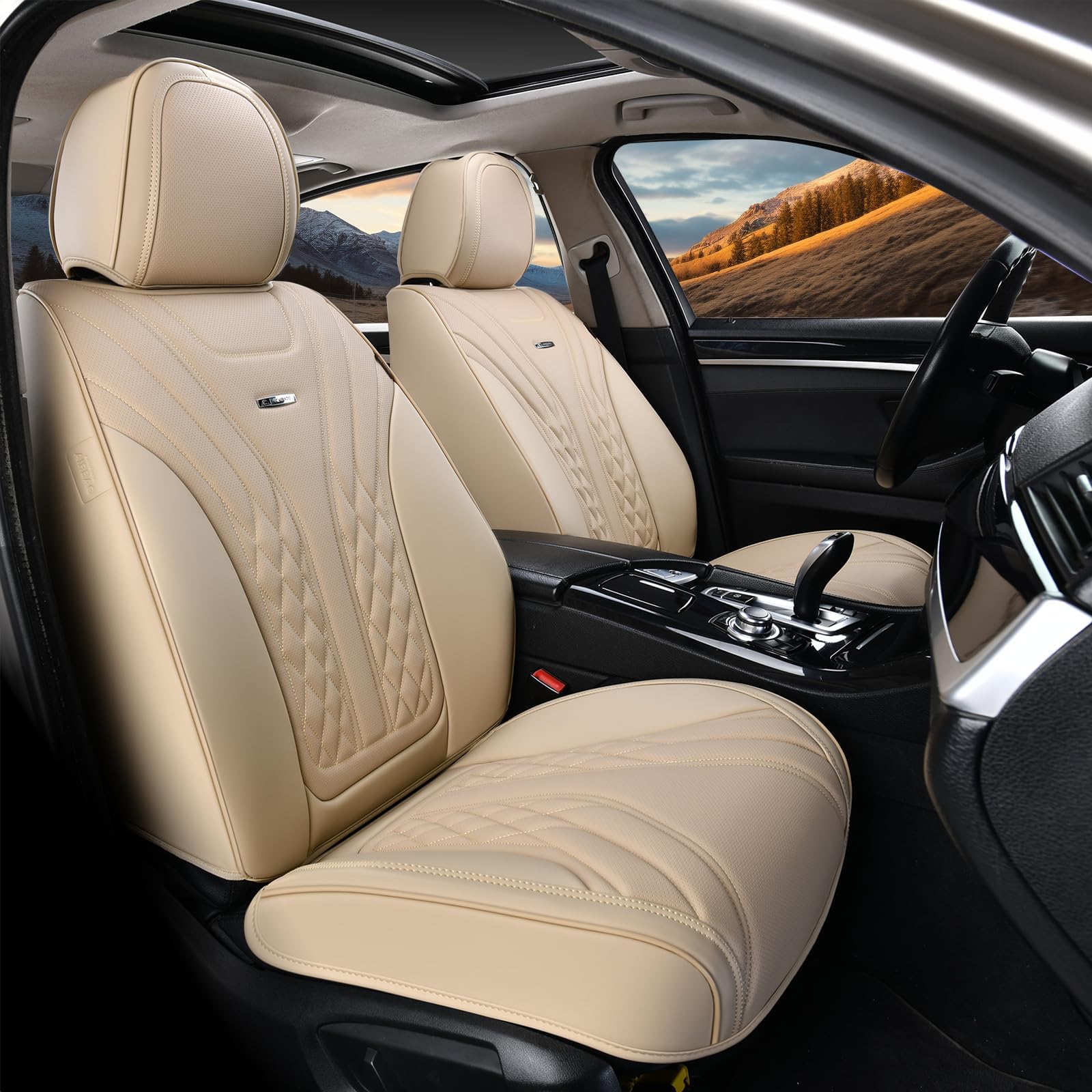 Coverado Car Seat Covers, Car Seat Covers Front Seats, 2-Pack Front Seat Cover, Nappa Leather Waterproof Seat Covers, Car Seat P