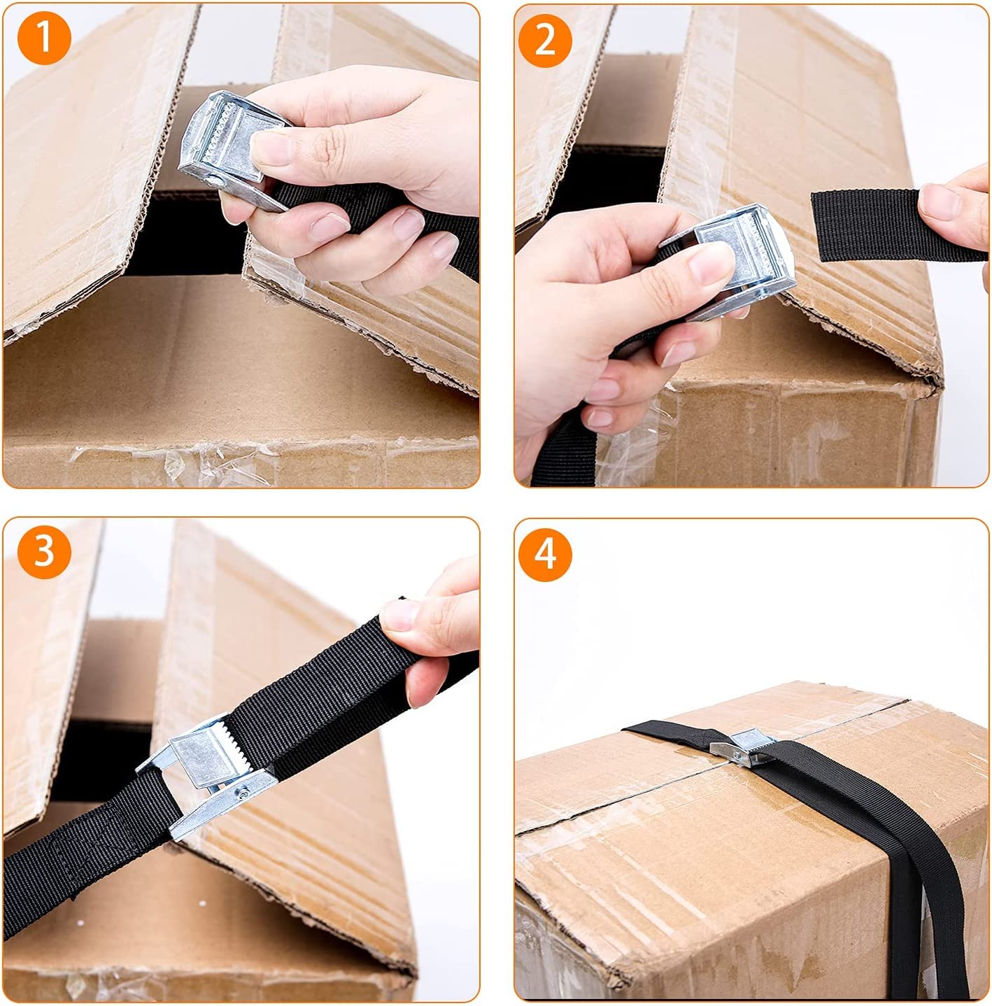 Velidy 4Pcs 1'' X 3.3Ft Lashing Straps Adjustable Kayaks Tie Down Straps For Cargo, Luggage, Motorcycles, Truck, Suv, Car Roof R