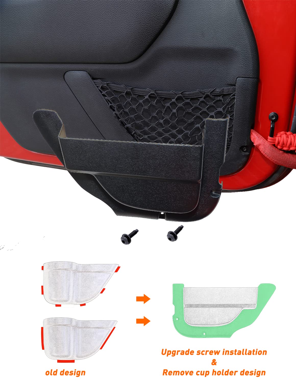 Savadicar Dp4 Front Door Storage Pockets Without Cup Holder, Side Insert Box Organizer For 2011-2018 Jeep Wrangler Jk Jku 2/4 Do