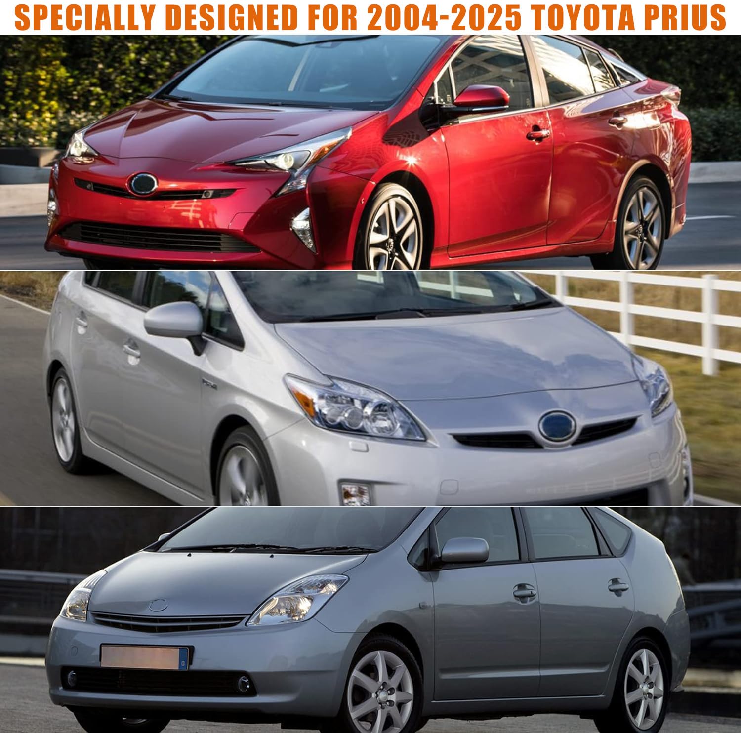 Waterproof Car Cover Replace For 2004-2025 Toyota Prius, 6 Layers All Weather Car Covers With Zipper Door & Windproof Bands For