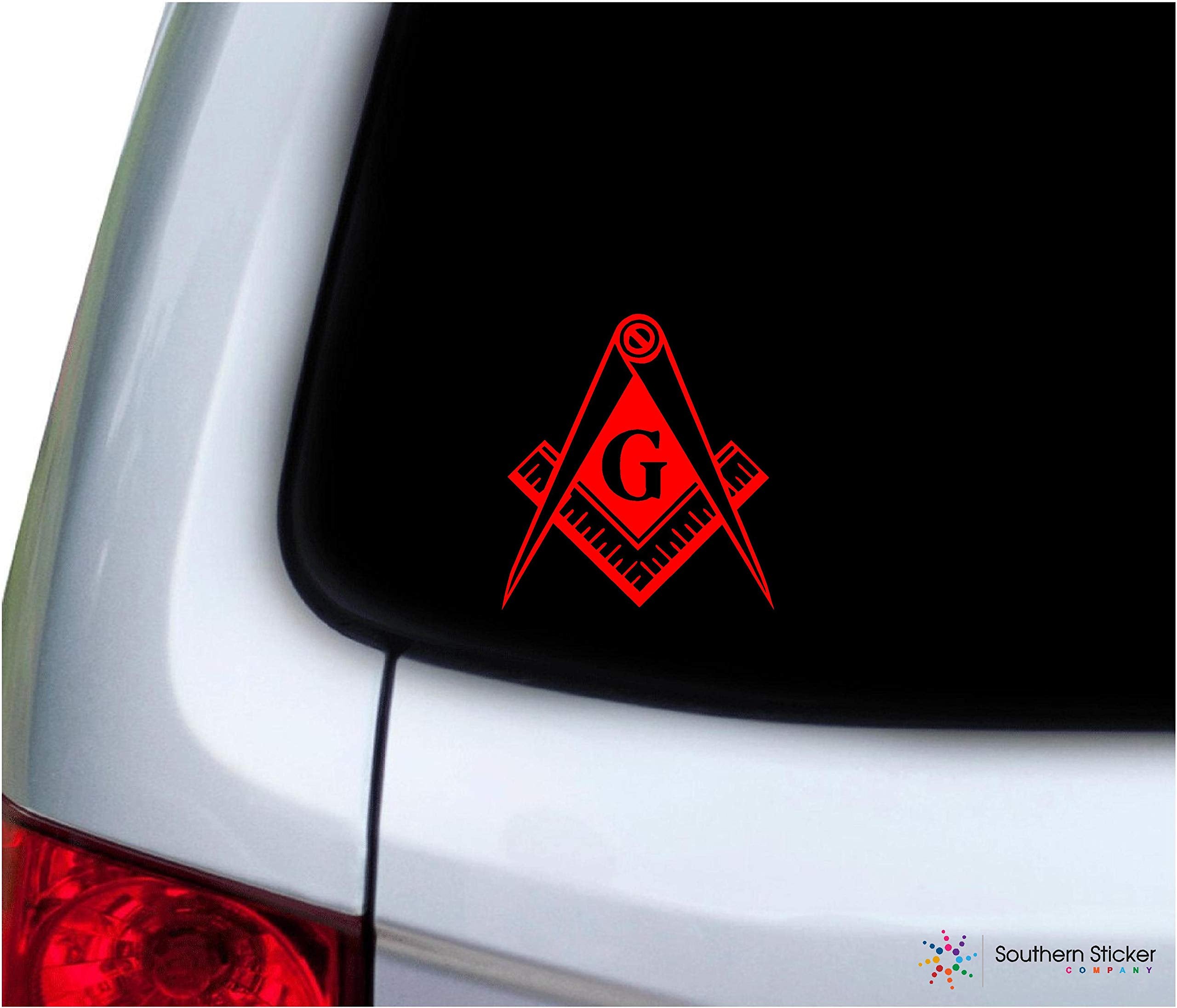Southern Sticker Company Freemason Masonic Lodge Symbol 3.9X4.2 Inches Size Laptop Car Window Truck - Made And Shipped In Usa (R