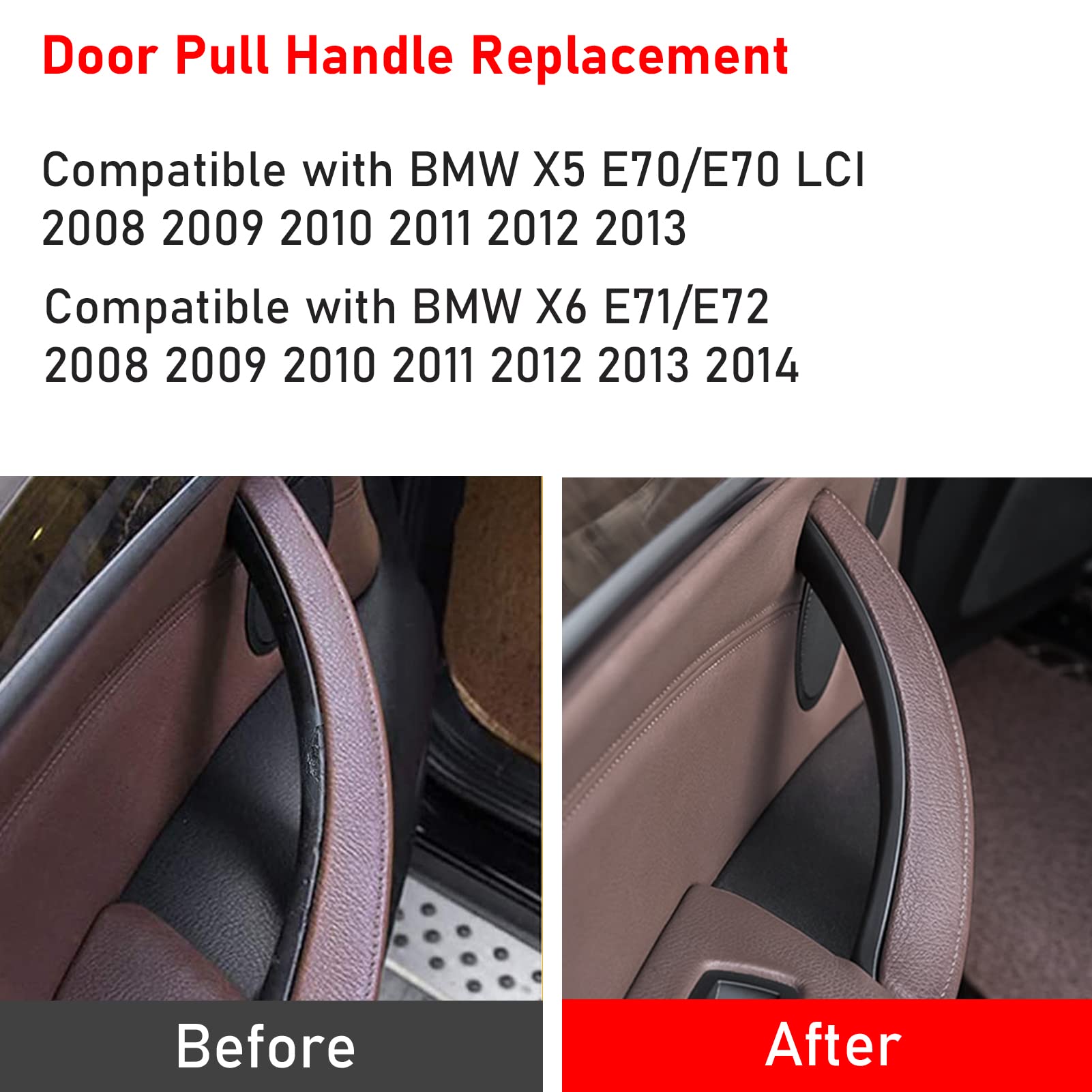 Jaronx For Bmw X5 X6 Door Pull Handle, Inner Interior Door Trim Grab Cover Left Rear Armrest Bracket (Fits:Bmw X5 2008-2013 And