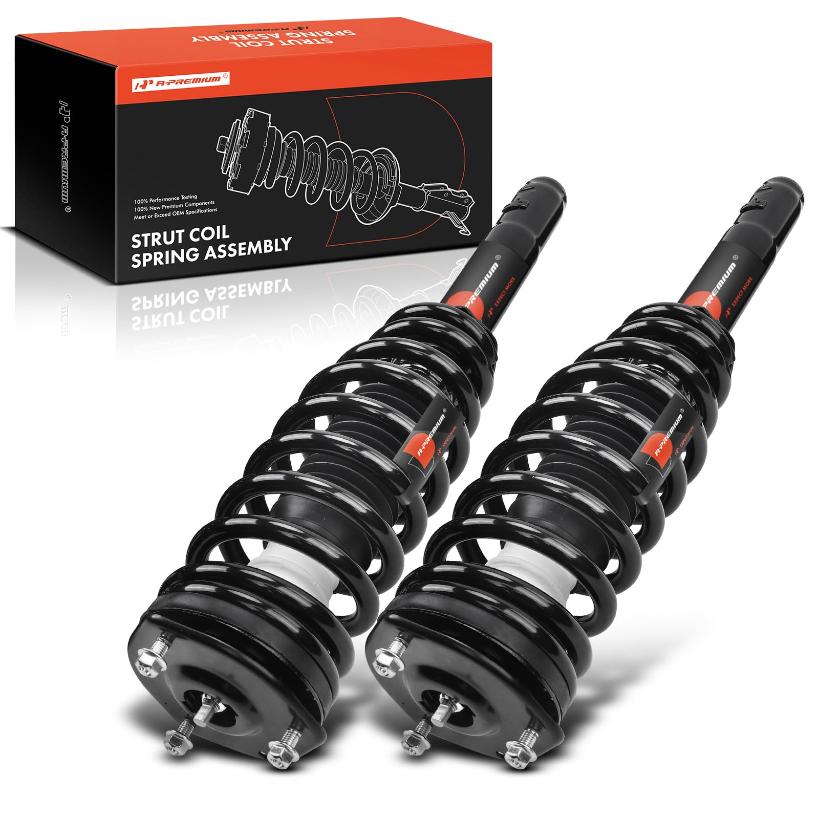 A-Premium Front Pair (2) Complete Strut & Coil Spring Assembly Compatible With Ford Fusion 2010-2012 & Mercury Milan 2010-2011, 