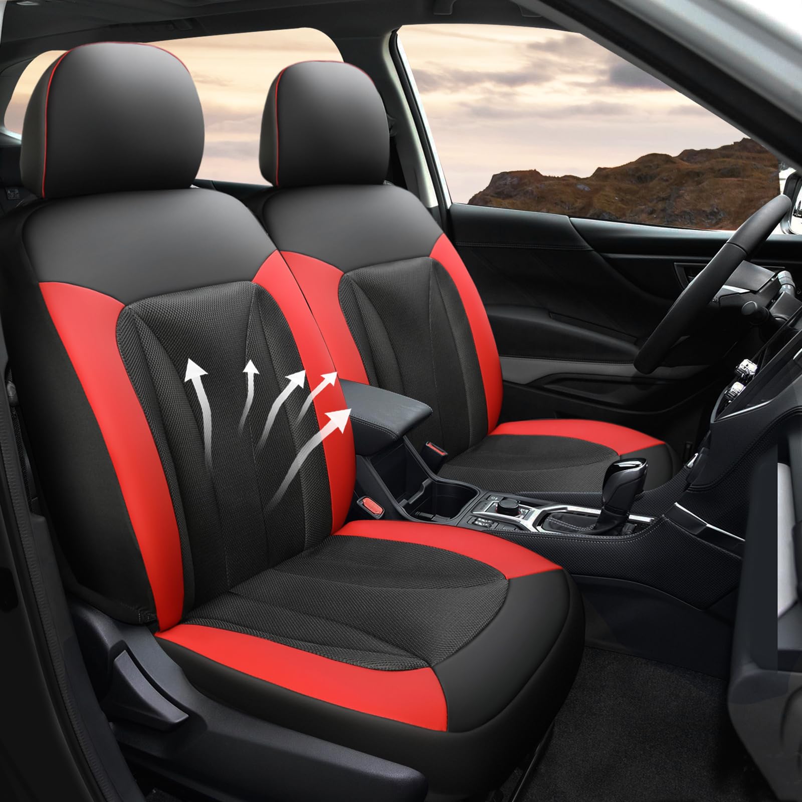 GIANT PANDA Fit Subaru Outback Forester Crosstrek Legacy Impreza Front Car Seat Cover, 3D Air Mesh Breathable Seat Protector, Re