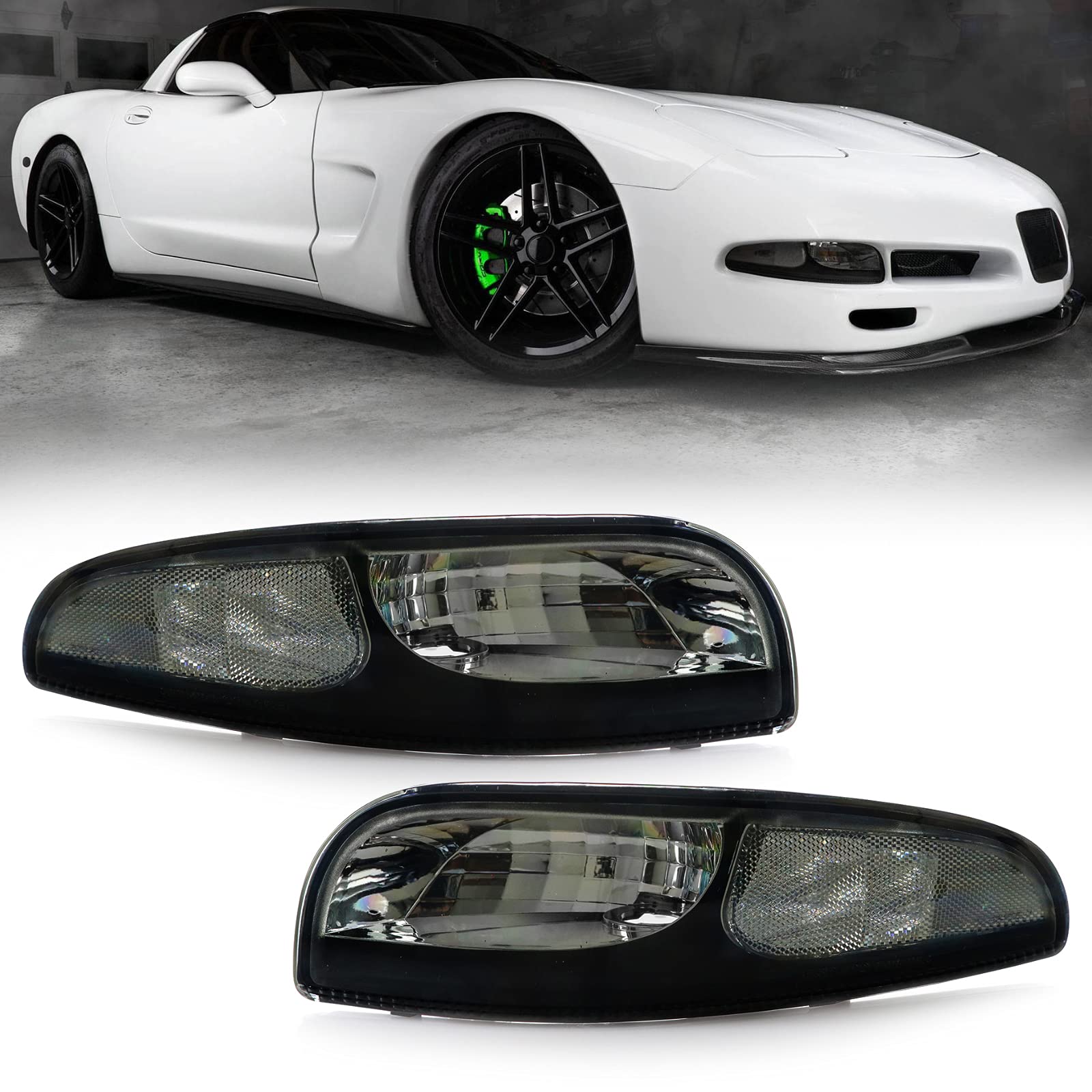 USR DEPO Vette C5 Turn Signal Lights - Front Bumper Signals Lamps Set (Left + Right) Compatible with 1997-2004 Chevy Corvette C5