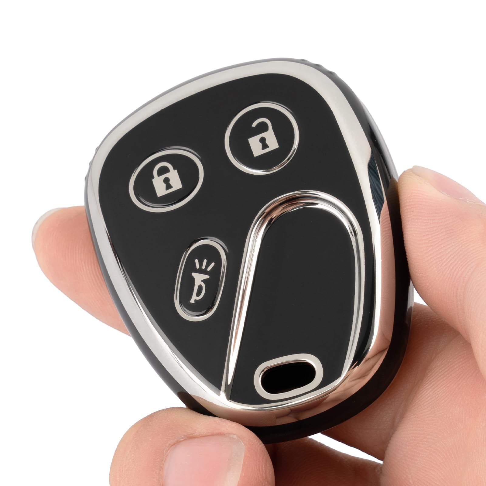 CHATYYD for Chevy Key Fob Cover, Soft TPU Car Key Cover Compatible with 2002-2007 Chevy Silverado Avalanche Suburban Trailblazer