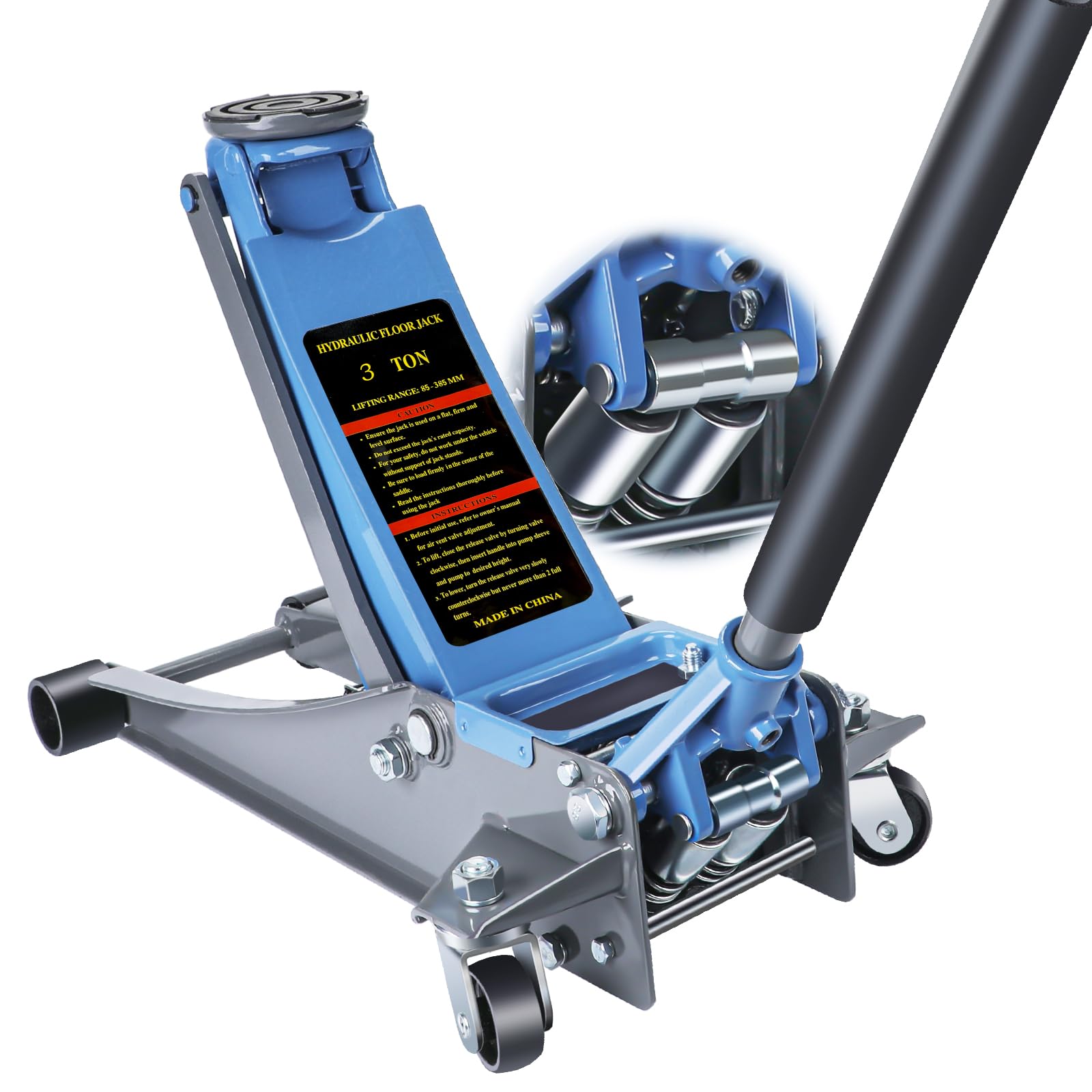 LARBANKE 3 Ton Floor Jack with Dual Pistons Quick Lift Pump,6600 LBS Low Profile Carbon Steel Floor Jack,Lifting Range 2.87-19.6