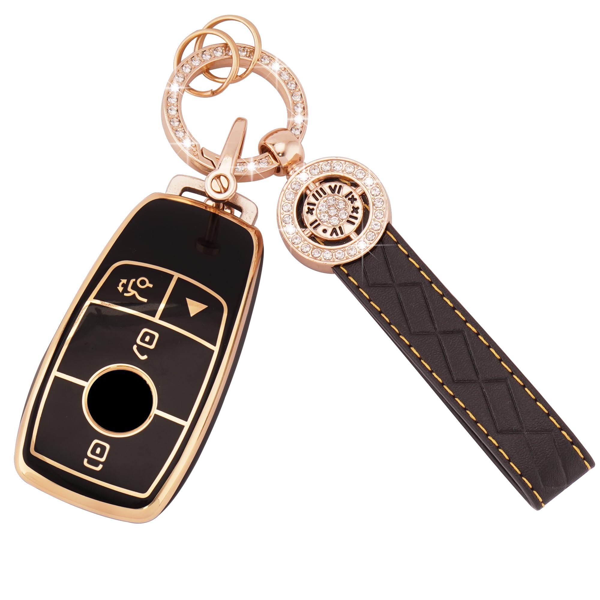Ekala For Mercedes Key Fob Cover, 4 Buttons Soft Tpu Key Fob Protector With Key Fob Keychain Fit For Mercedes Benz A B C E G S C