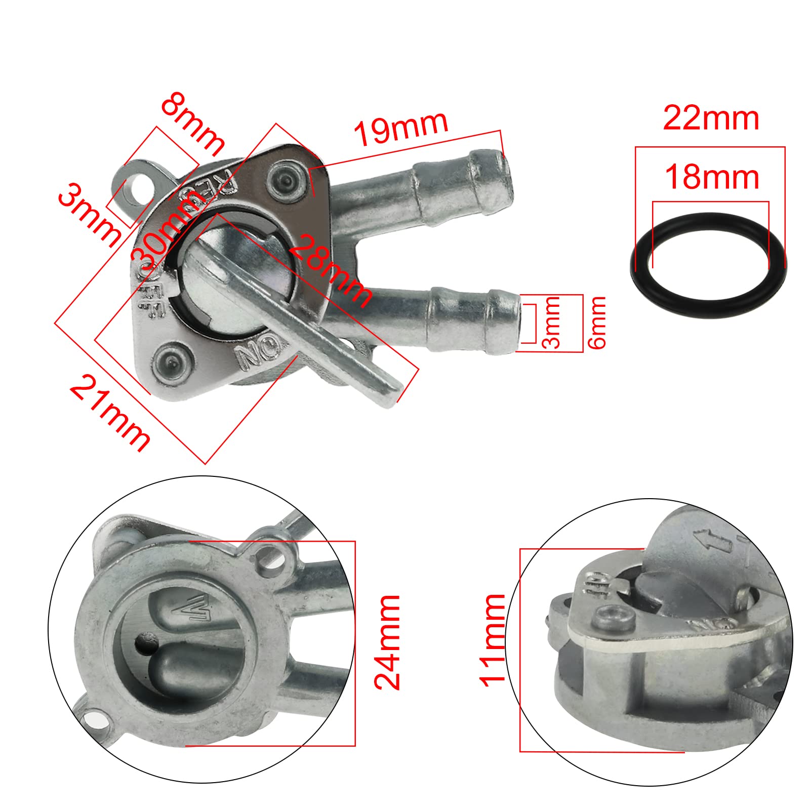 FLYPIG Fuel Petcock Fuel Gas Switch assembly for Honda TRX70 TRX90 TRX125 CT110 CT90 CT70 ATC110 ATC70/C70 PASSPORT Shut Off ON/