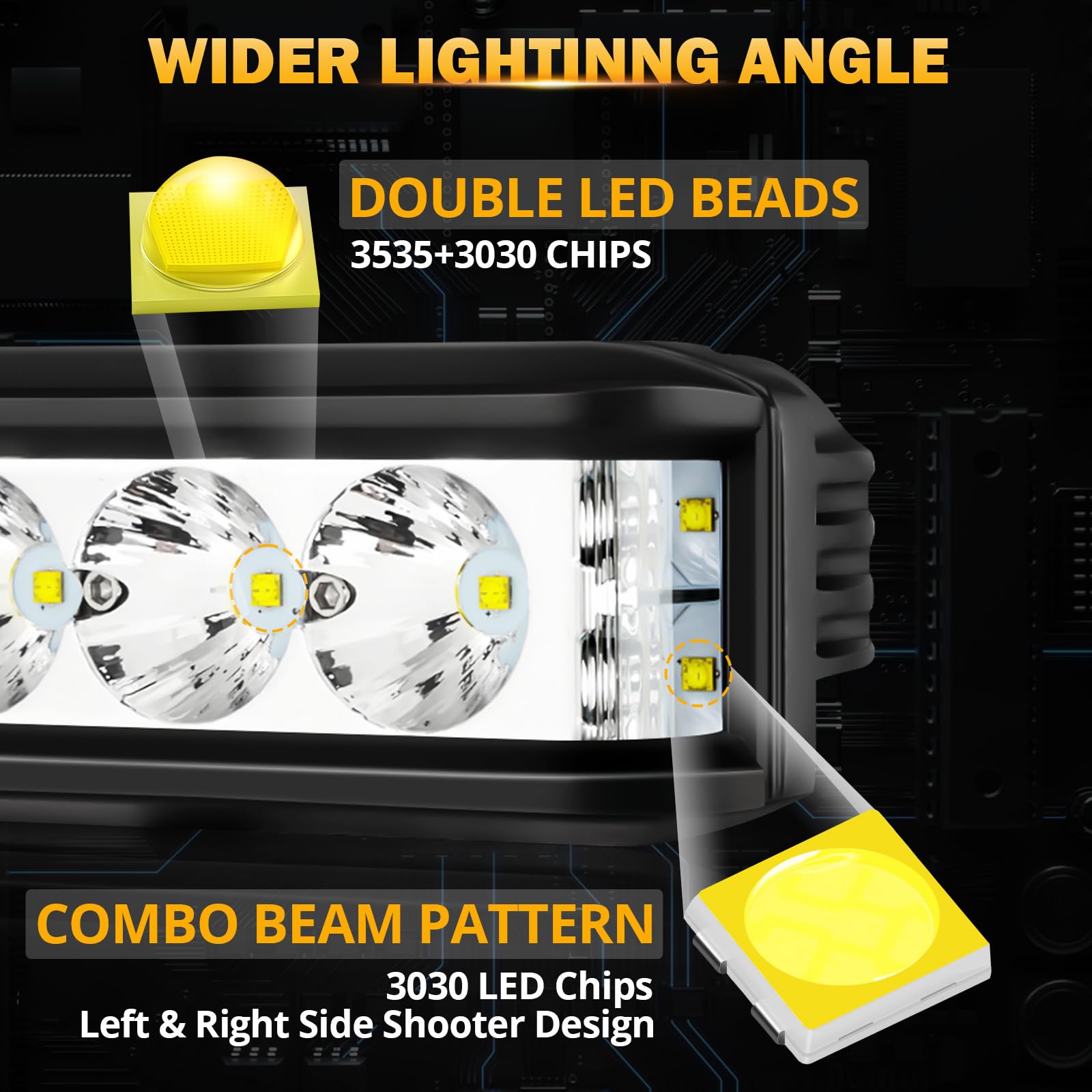 Auxbeam 5In 68W Offroad Driving Lights, 6800Lm Side Shooter Led Light Bar With White Spot Flood Combo Beam, Waterproof Offroad F