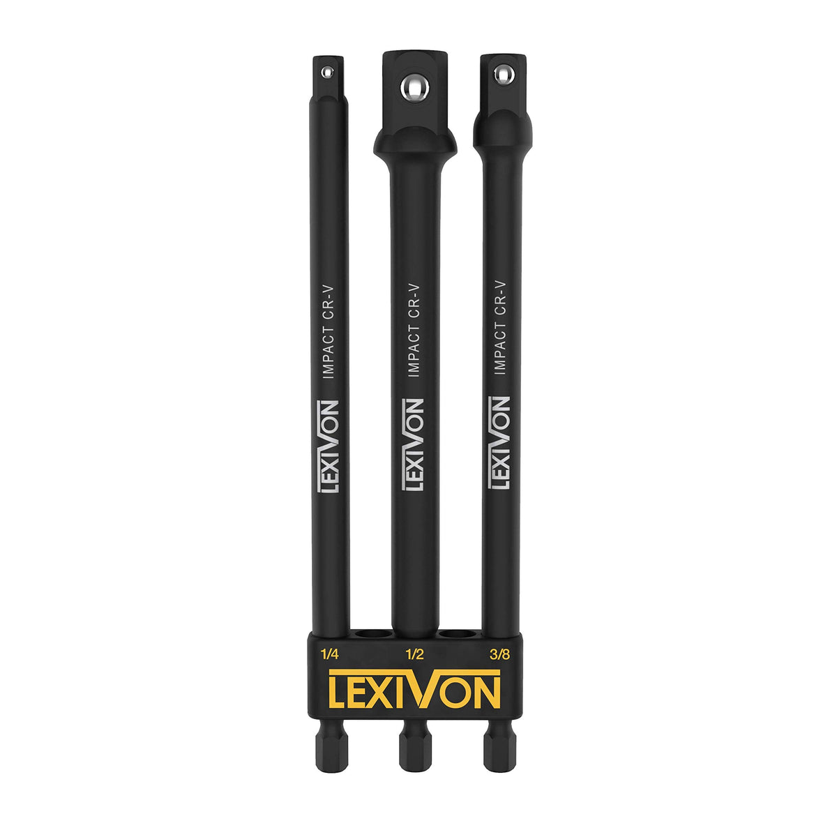 Lexivon Impact Grade Socket Adapter Set, 6 Extension Bit With Holder  3-Piece 14, 38, And 12 Drive, Adapt Your Power Drill To Hi