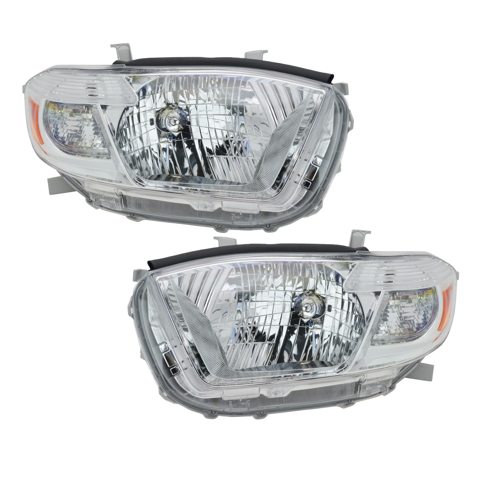 Trq Driver & Passenger Side Headlight Assembly Set Headlights Driver & Passenger Side Compatible With 2008-2010 Toyota Highlande